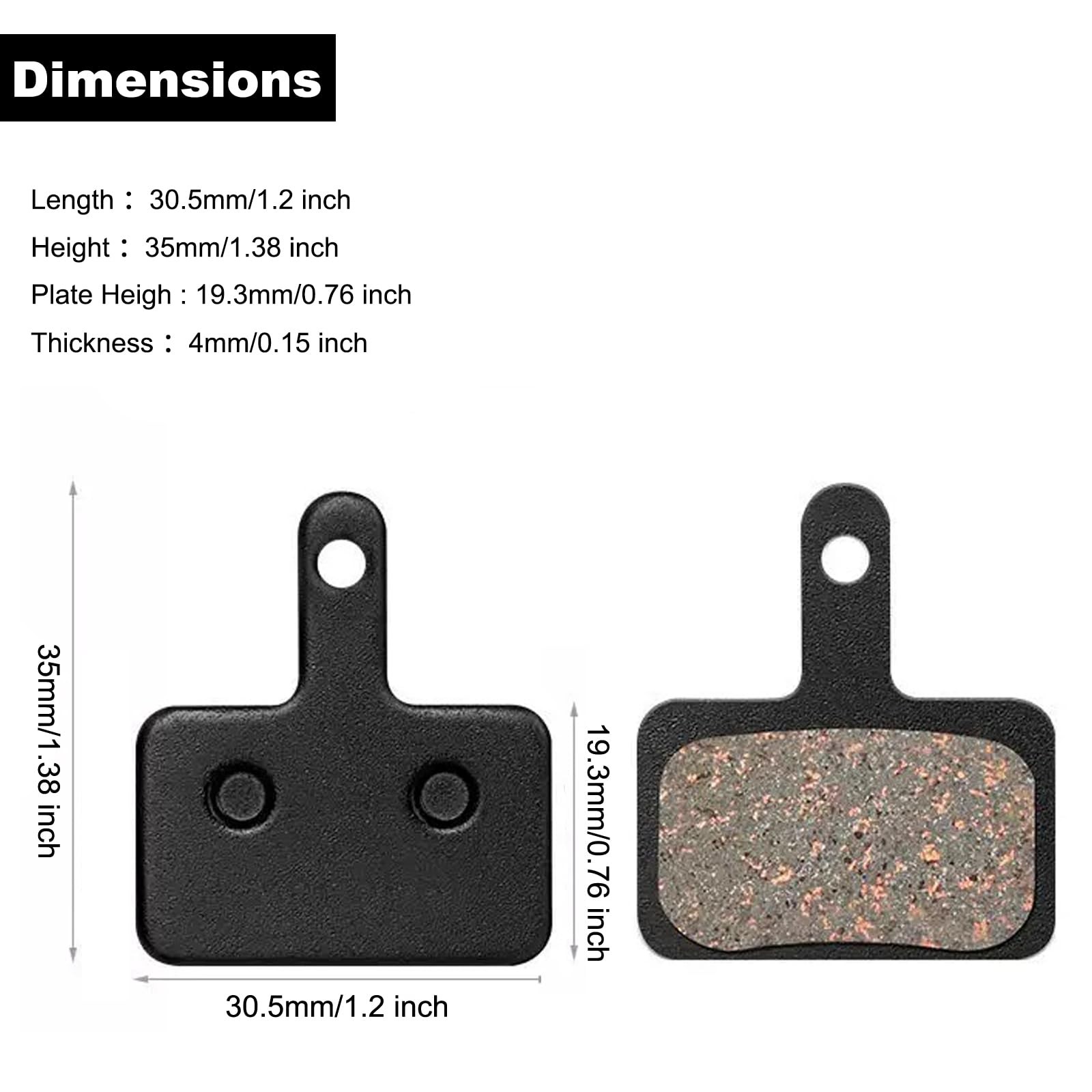 4 Pairs Bicycle Disc Brake Pads HeavyDuty SemiMetallic 8 Pcs for Mountain Bike