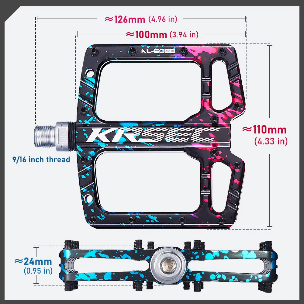 Bike Pedals 9/16 MTB Mountain Road Bicycle Wide Platform Sealed Bearing Cycling