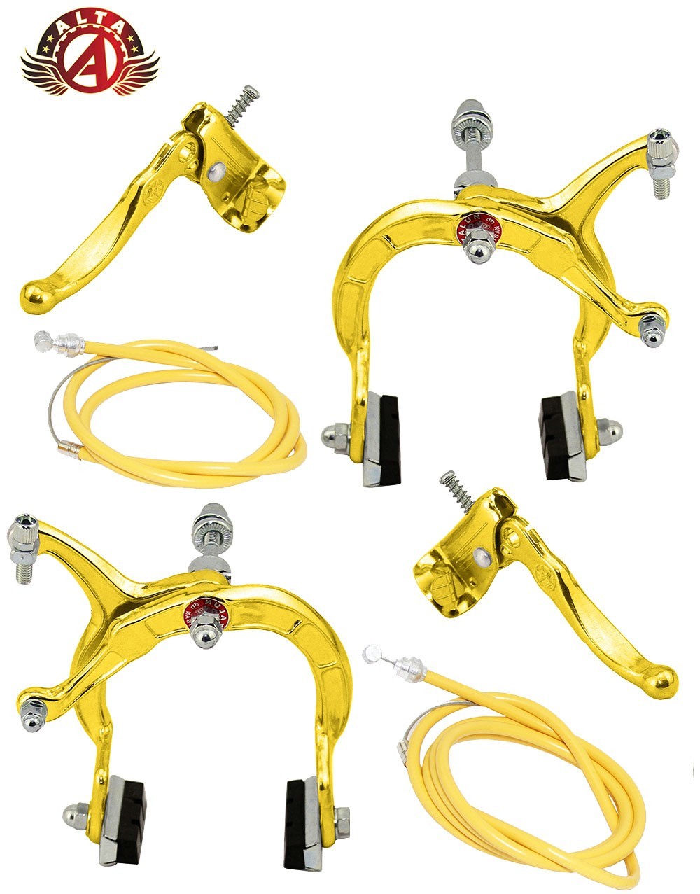 ALTA BMX Brake FRONT & REAR SET Alloy GOLD Bike Bicycle Caliper Cable Lever