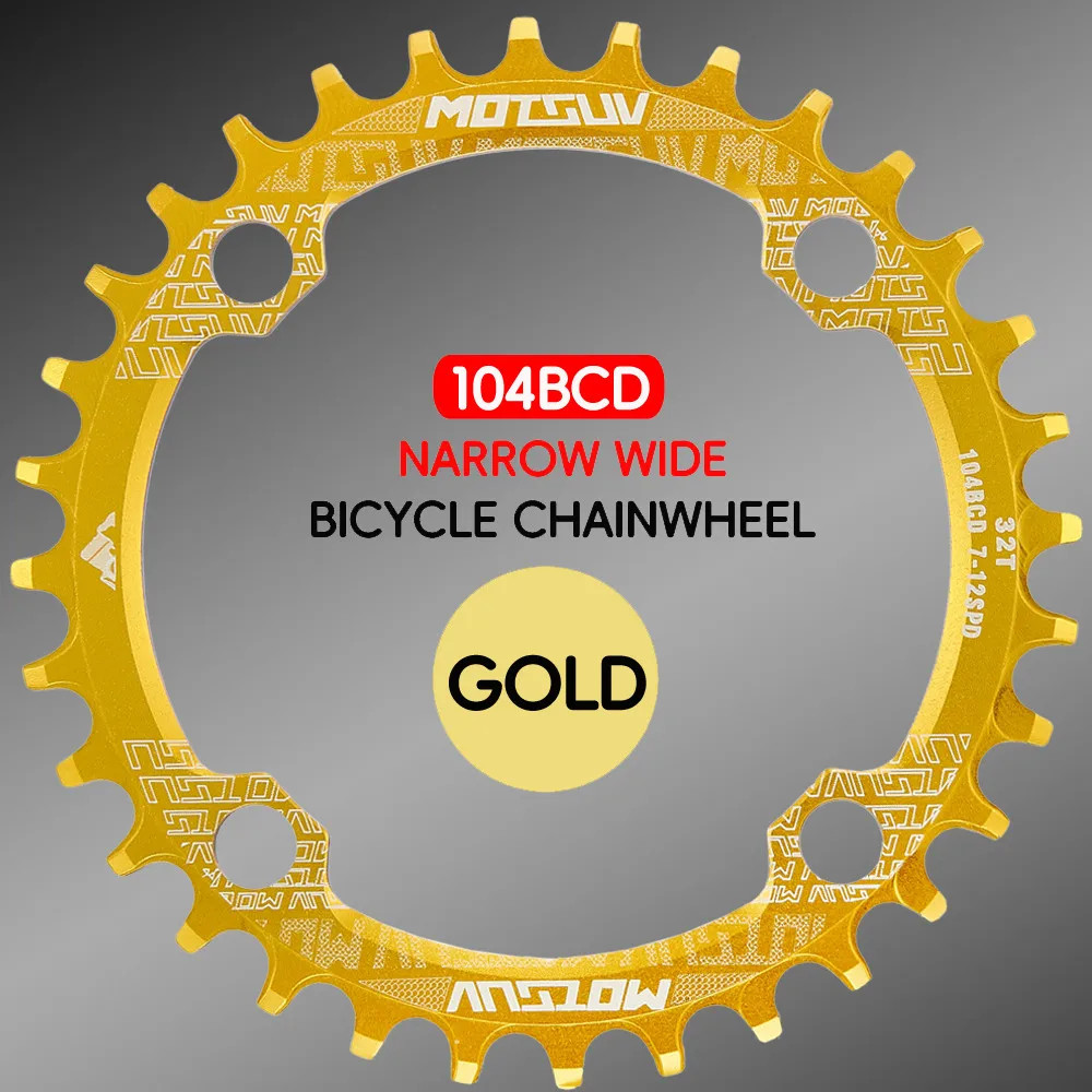 Bicycle 104BCD Crank Narrow Wide Chainring Aluminum Alloy MTB Bike round 32T 34T