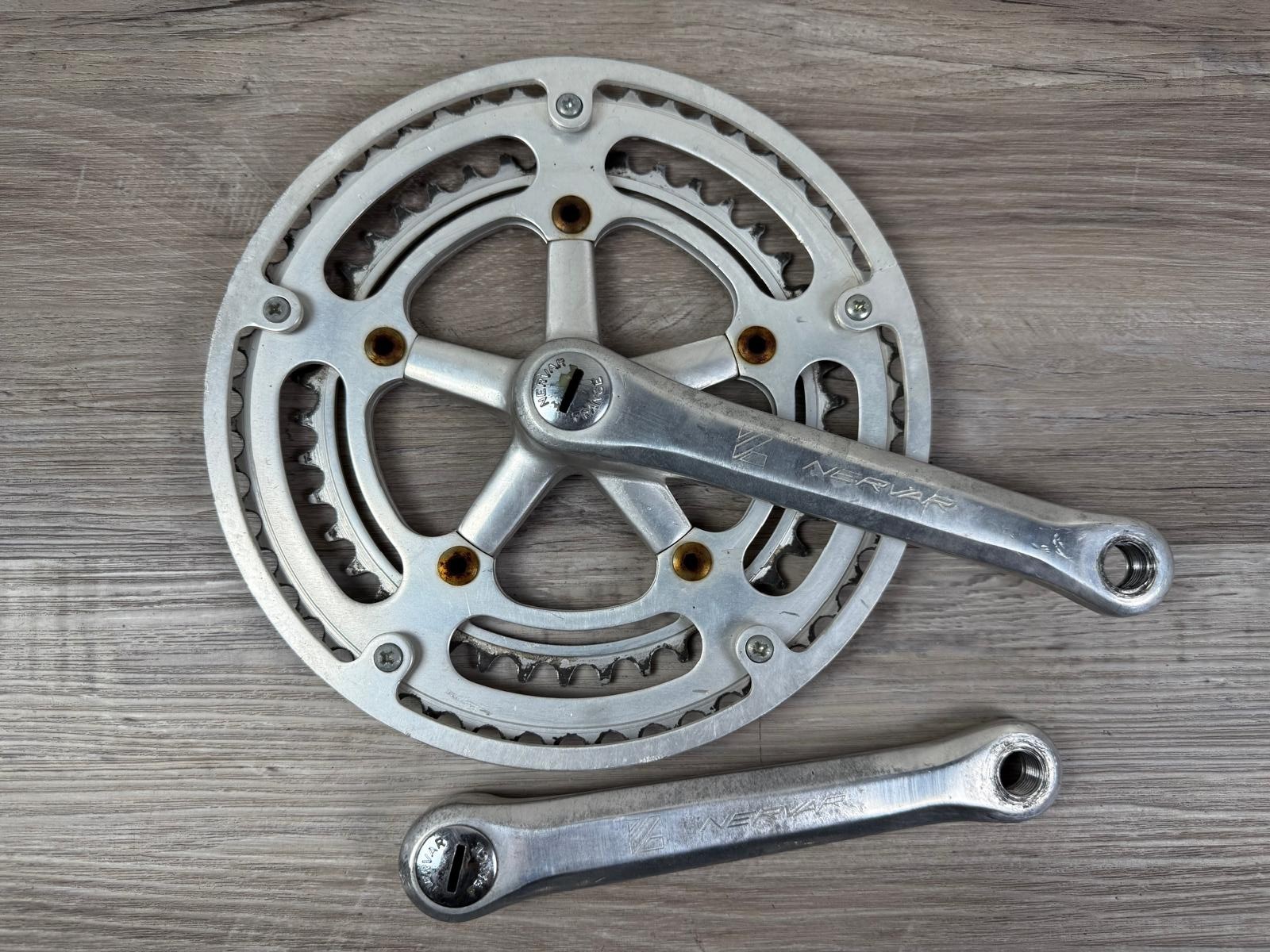 Vintage Nervar BSA Crankset 170mm 5-Bolt 122 BCD France Road Bike Square Taper