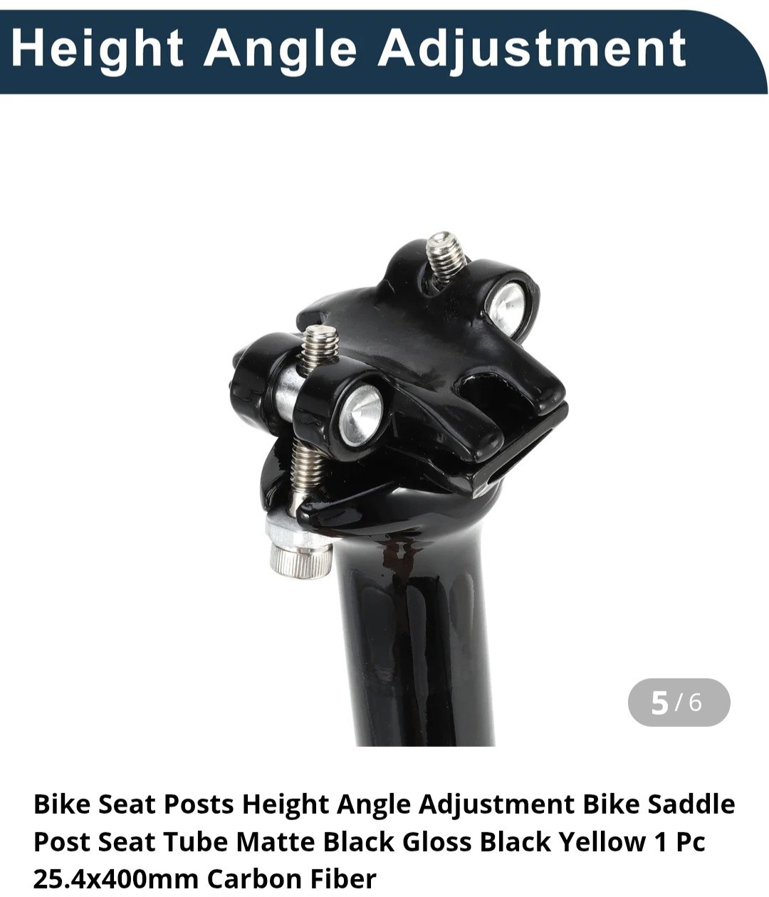 Bike Seat Post 31.6x400mm Saddle Post Seat Tube Matte Black Gloss Black Yellow