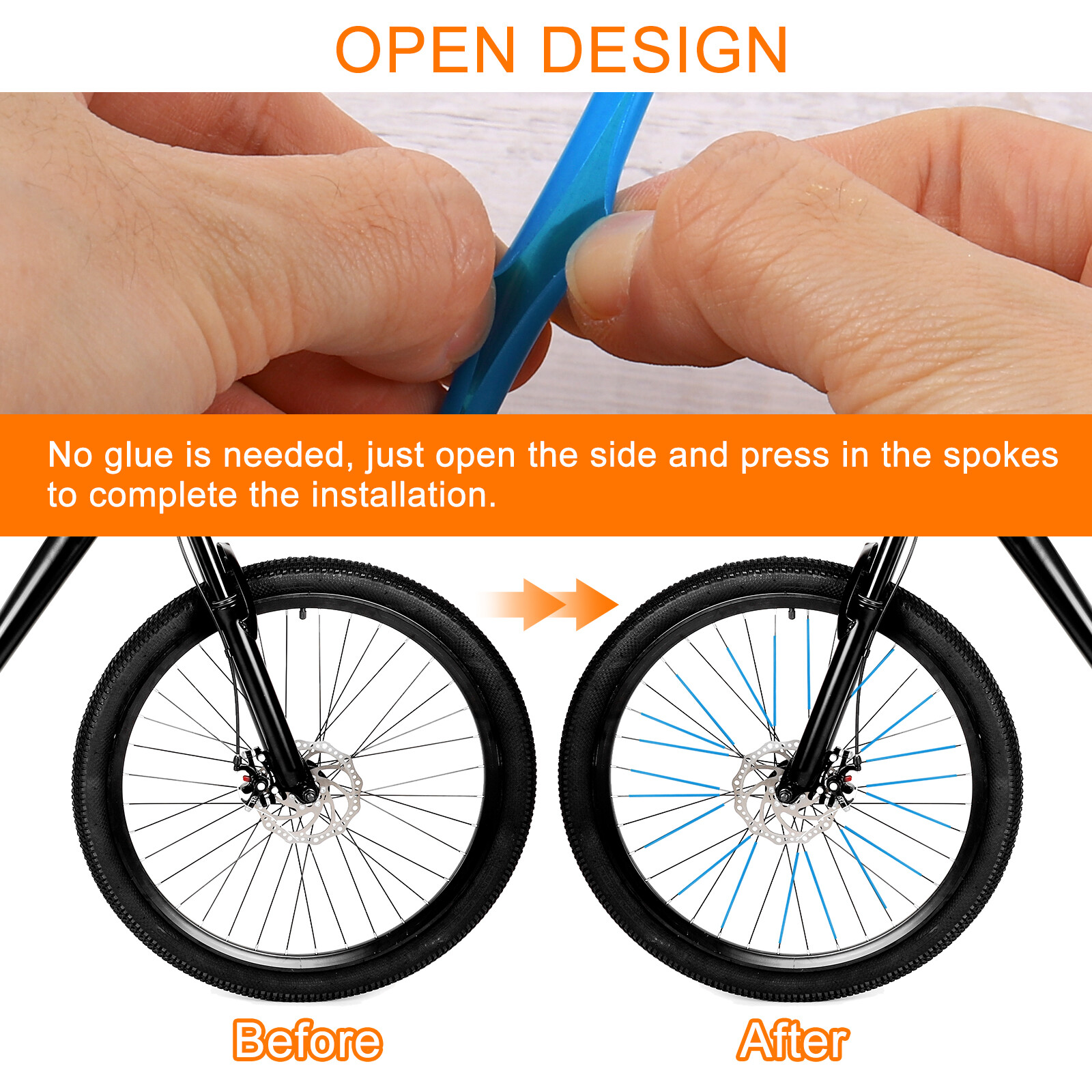 72pcs Spoke Skins Covers 0.2″ Dirt Bike Wheel Spoke Wraps Black