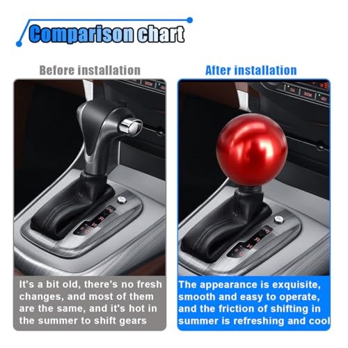 BDZMC Car Round Ball Gear Shift Knob, Aluminum Alloy Gear Shift Stick Head Red