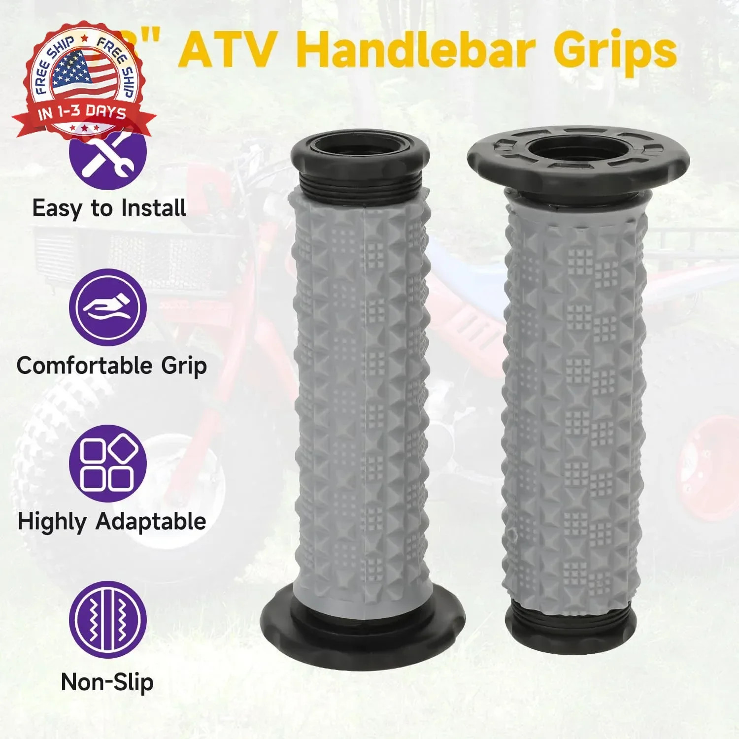 HIAORS 7/8″ 22mm ATV Handlebar Grips Replacement for Arctic Cat 250 Polaris Spor