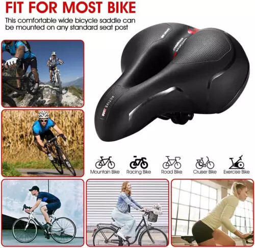 Extra Wide Big Bum Bike Bicycle Saddle Seat Gel Cushion Sporty Soft Comfort Pad
