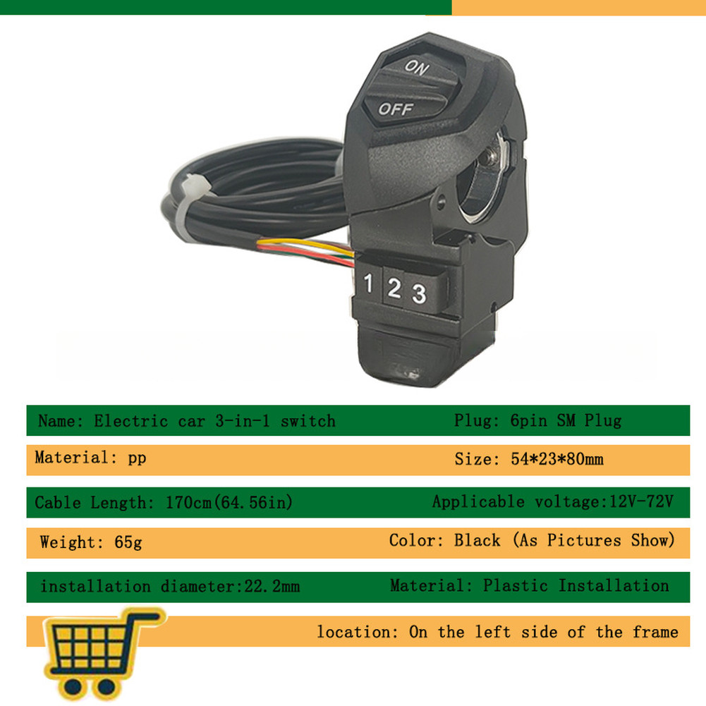 Electric Bicycle 3-in-1 Switch Lights Speaker Speed Control Left Side Mount