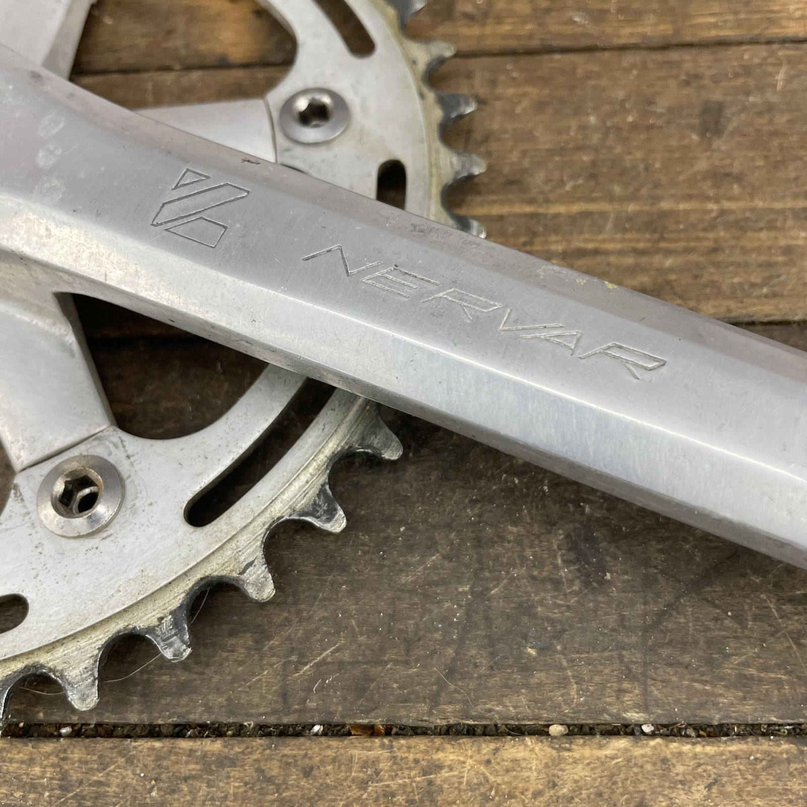 Vintage Nervar Crankset 170 mm Single Chainring 9/16 Alloy BMX Road Bike Silver