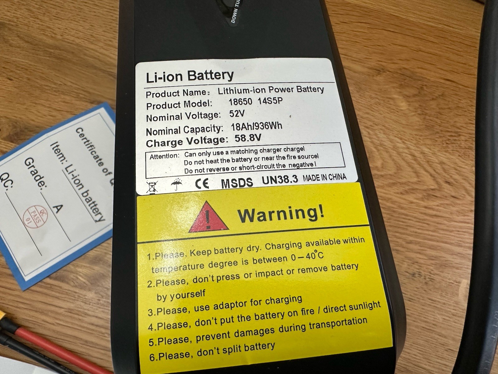 Hailong Lithium Ebike Battery 52V 18Ah Electric Bike Battery 100W-1800W BMS