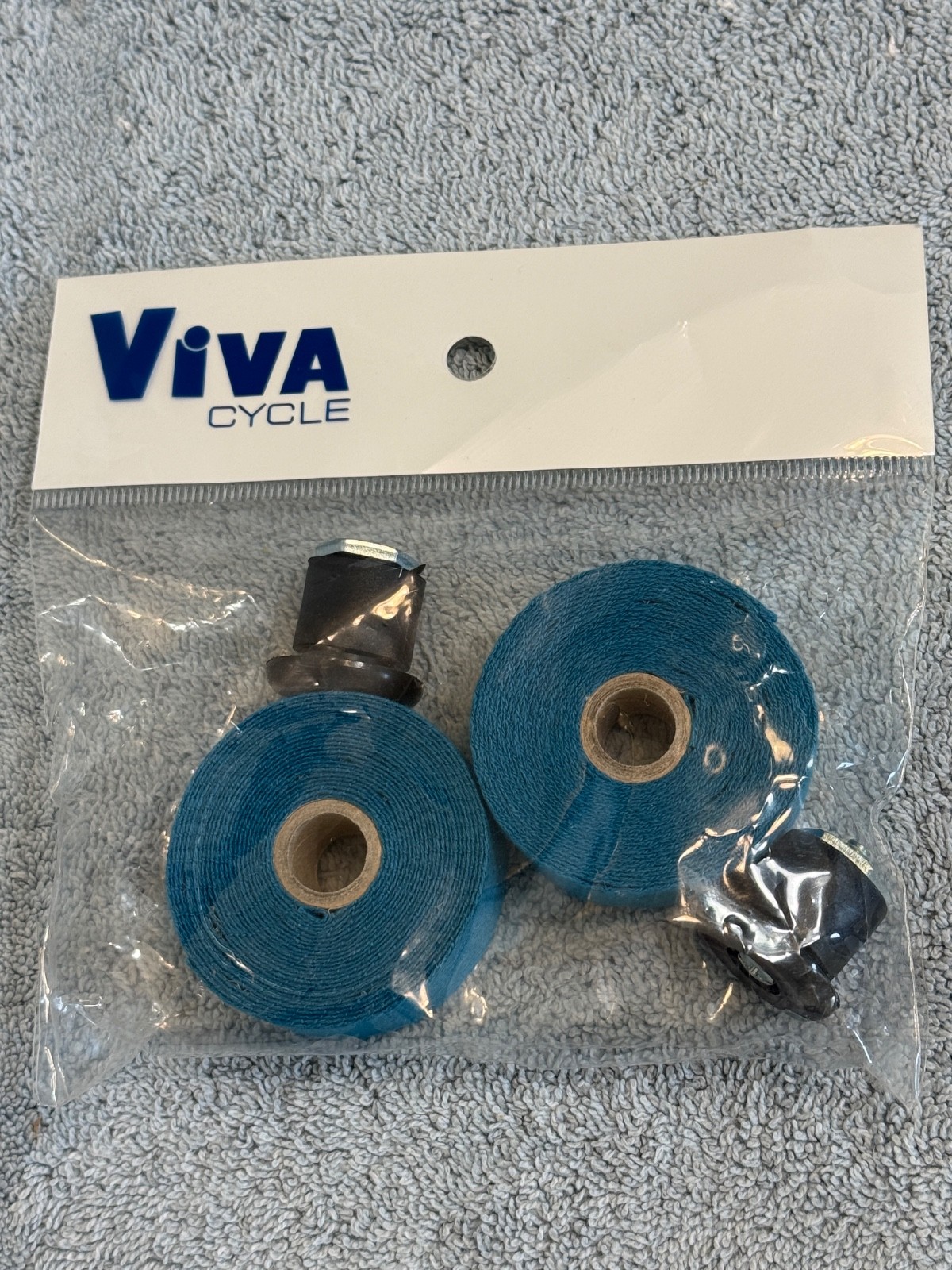 Viva Cycle Blue Cotton Handlebar Tape and bar end plugs from Japan [cac]