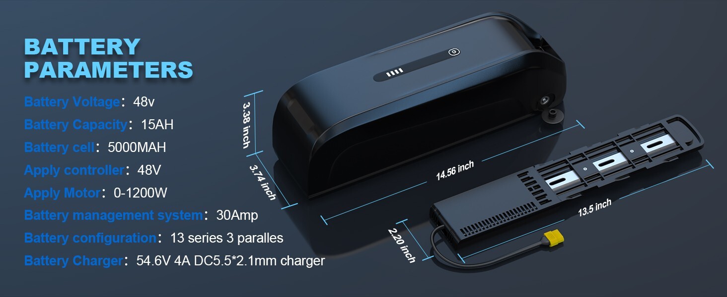 36V 48V 52V 15Ah 20Ah 24Ah Hailong Christmas gift Battery for 1000W 2000W motor