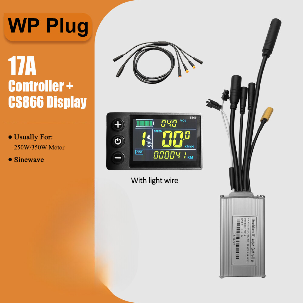 E-bike Three-Mode Sine Wave Controller 36V 48V 17A with S866/CS866 LCD Display