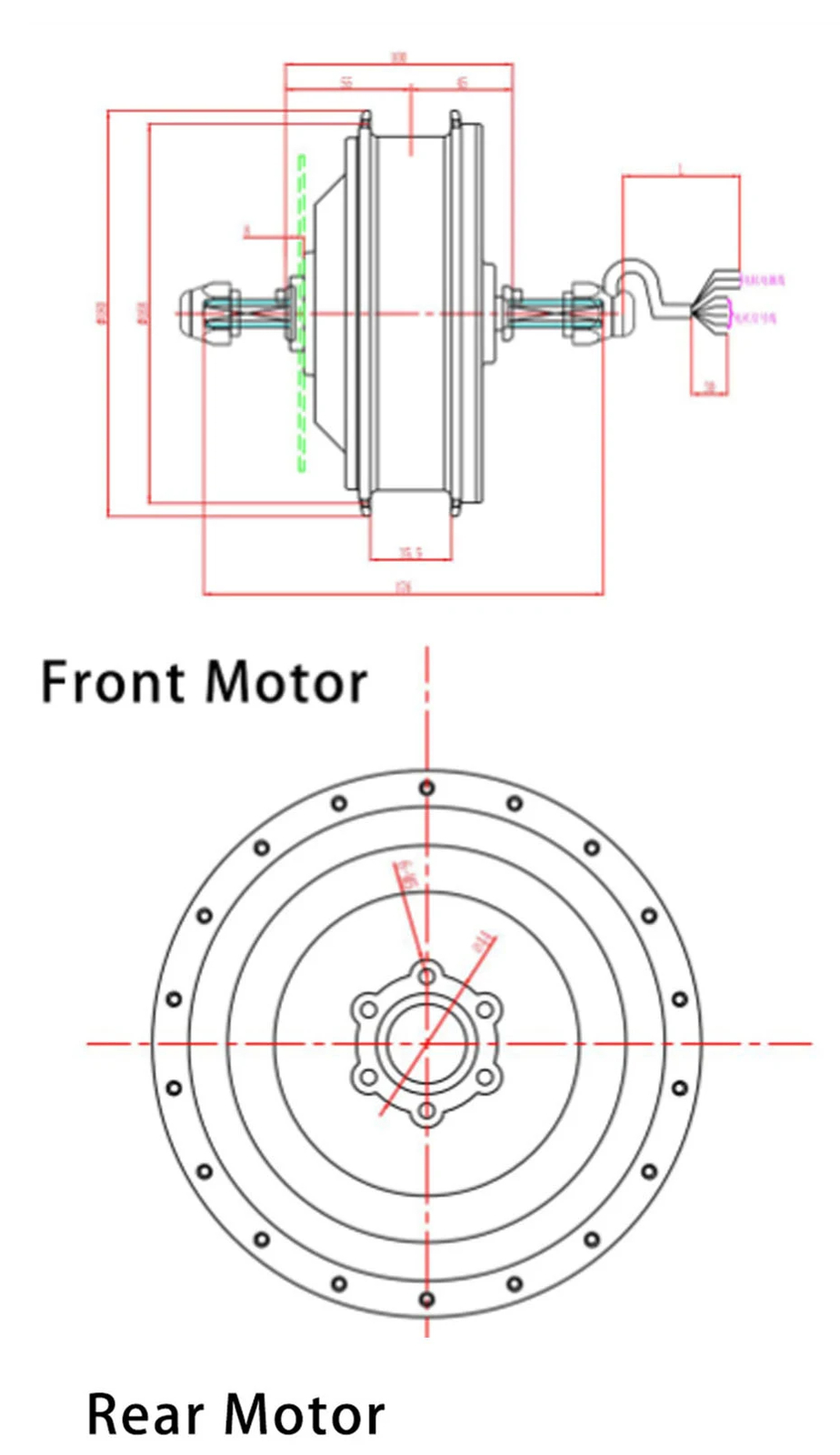 48V 2000W Mountain Electric Bicycle Rear Gearless Hub Motor Wheel Conversion Kit