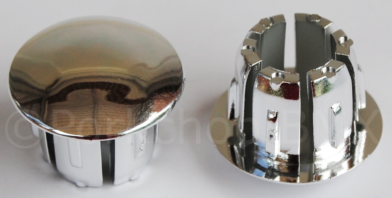 Handlebar Grip Plug Push-in Plastic Bar Ends CHROME (PAIR)