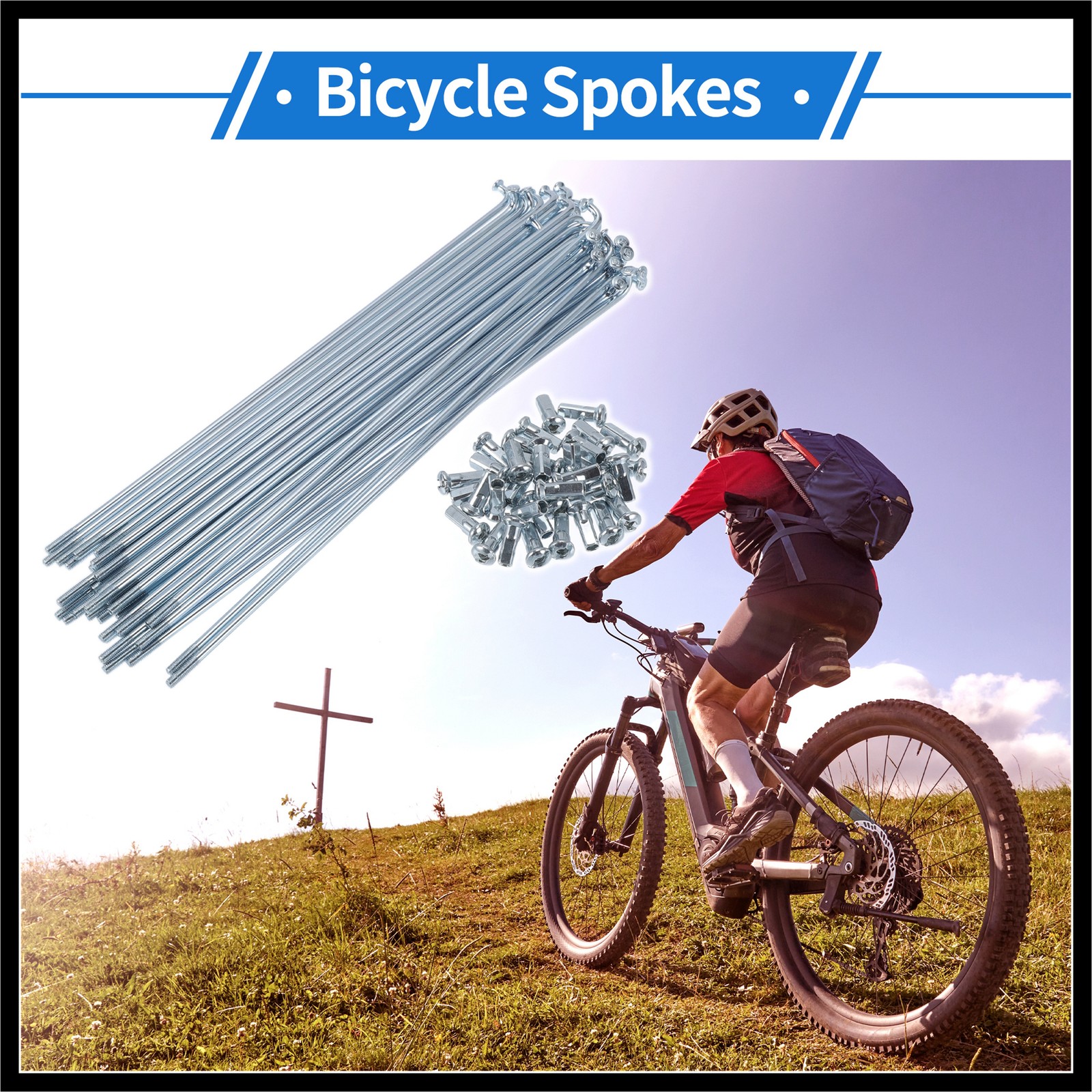 1Set 12G 183mm Length Bicycle Spokes Nipple Carbon Steel Galvanized Universal