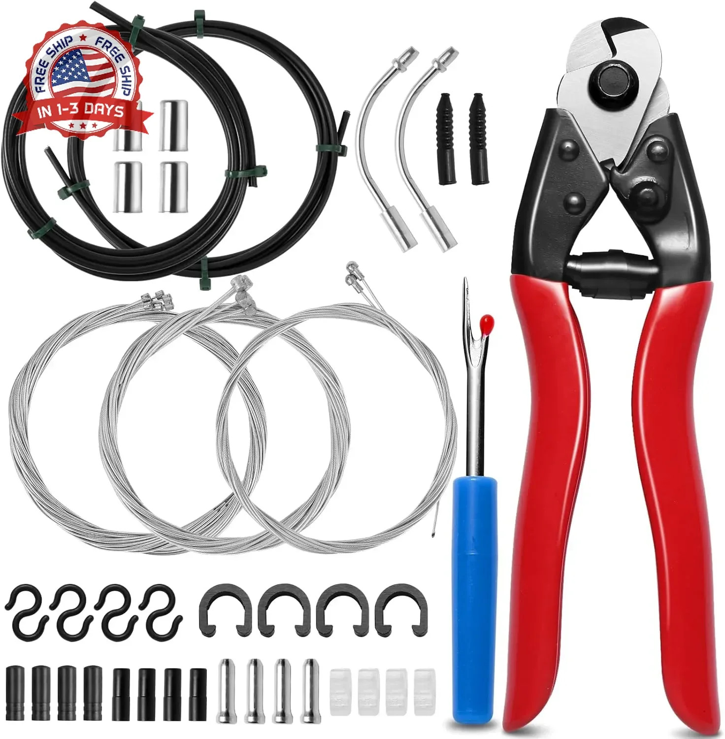 Bike Brake Cable Kit with Stainless Steel Bike Cable Cutter, Brake Cable and Bik