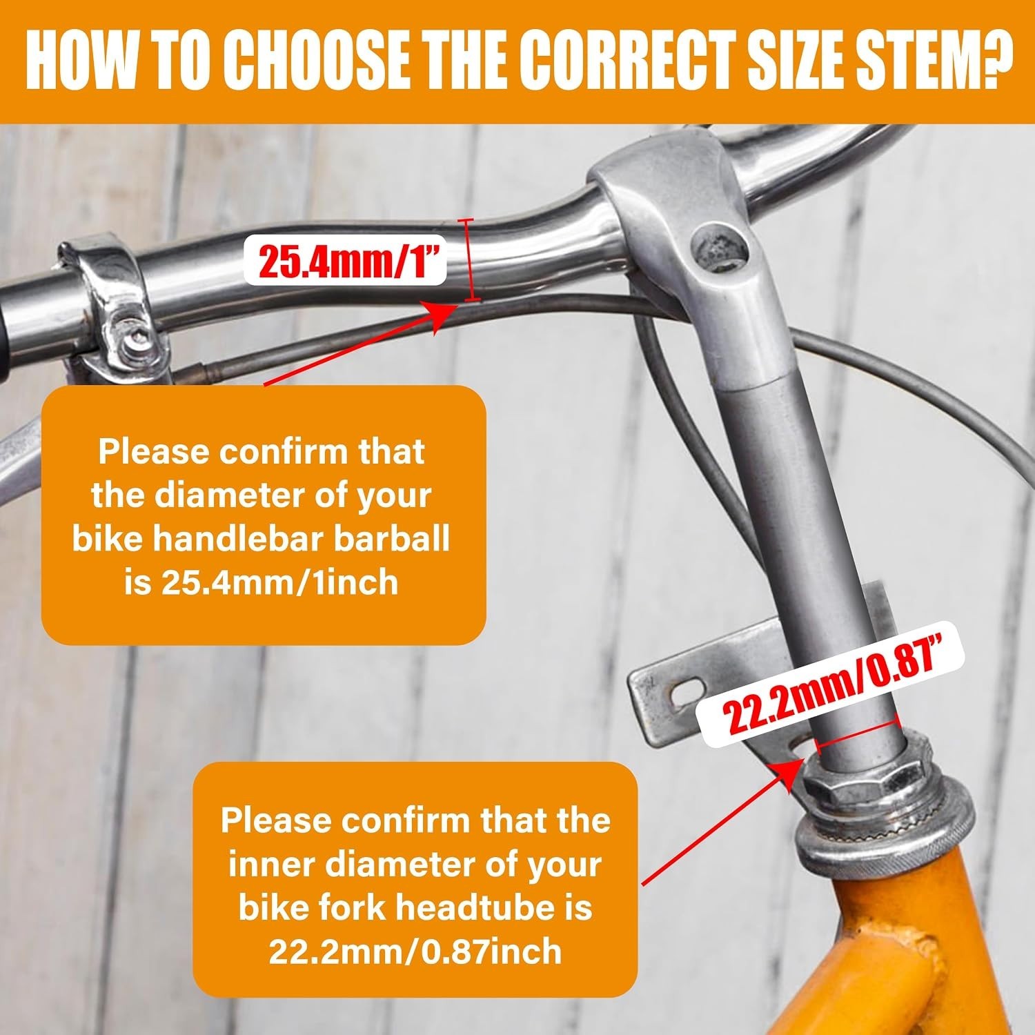 Bike Quill Stem 22.2mm x 300mm Clamp 25.4mm Aluminum Alloy and Steel Goosenec…
