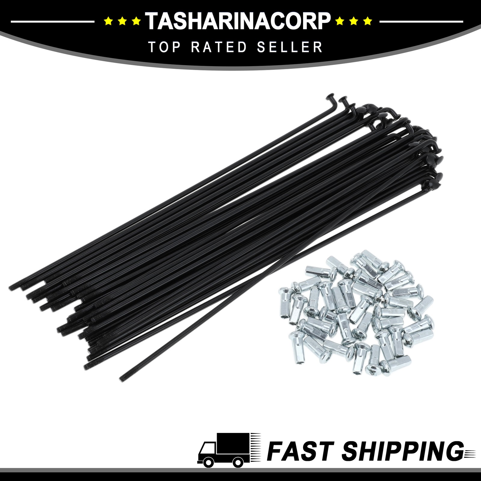 1Set 12G 185mm Length Bicycle Spoke Nipple Carbon Steel Black Universal