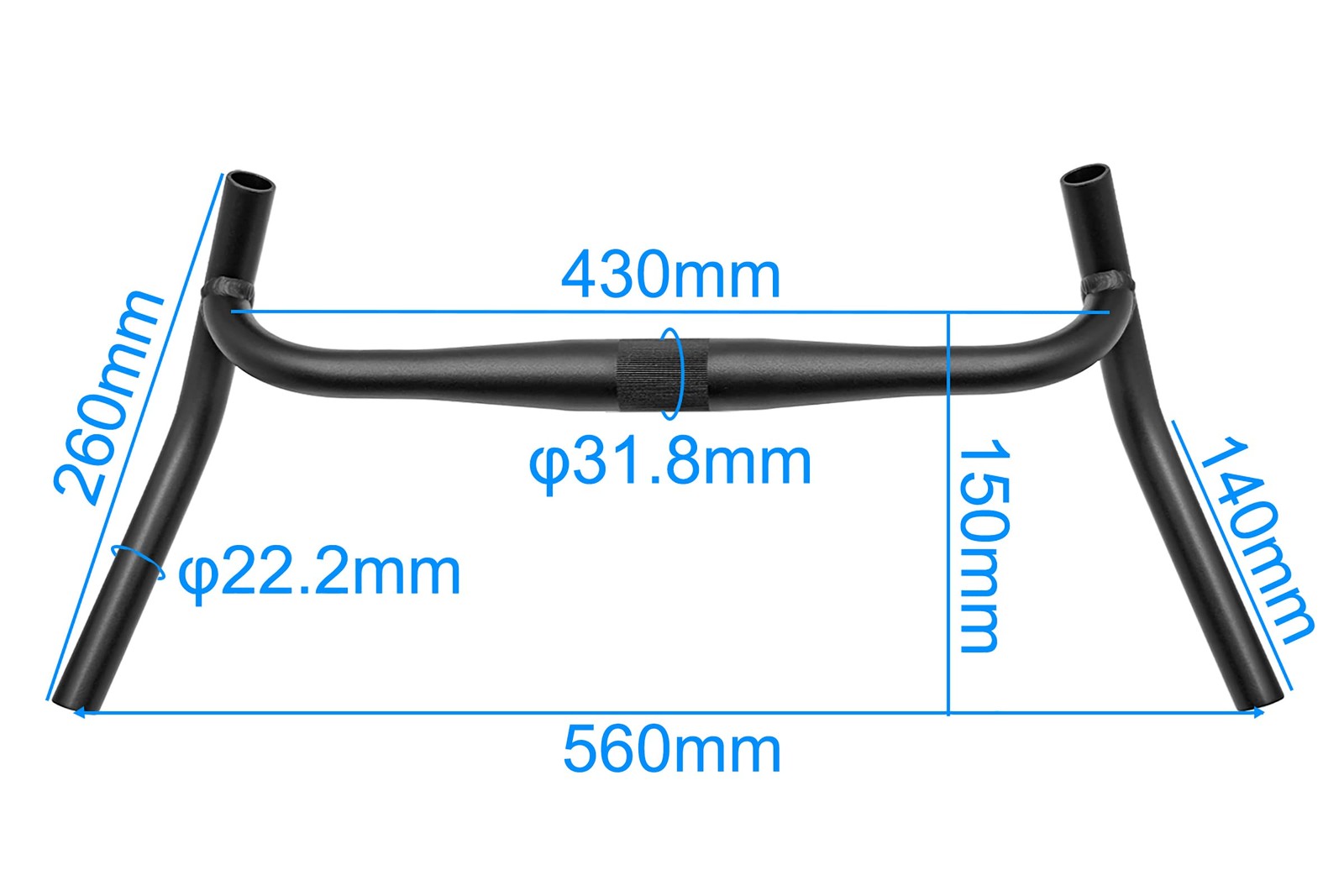 WEERAS Touring Bike Handlebar Aluminium Alloy PRO External 430mm*560mm, Black
