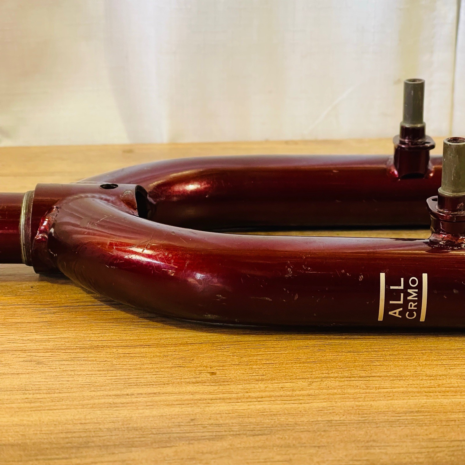 1-inch Threadless MTB Rigid Fork 175mm Steerer Burgundy All CRMO Steel