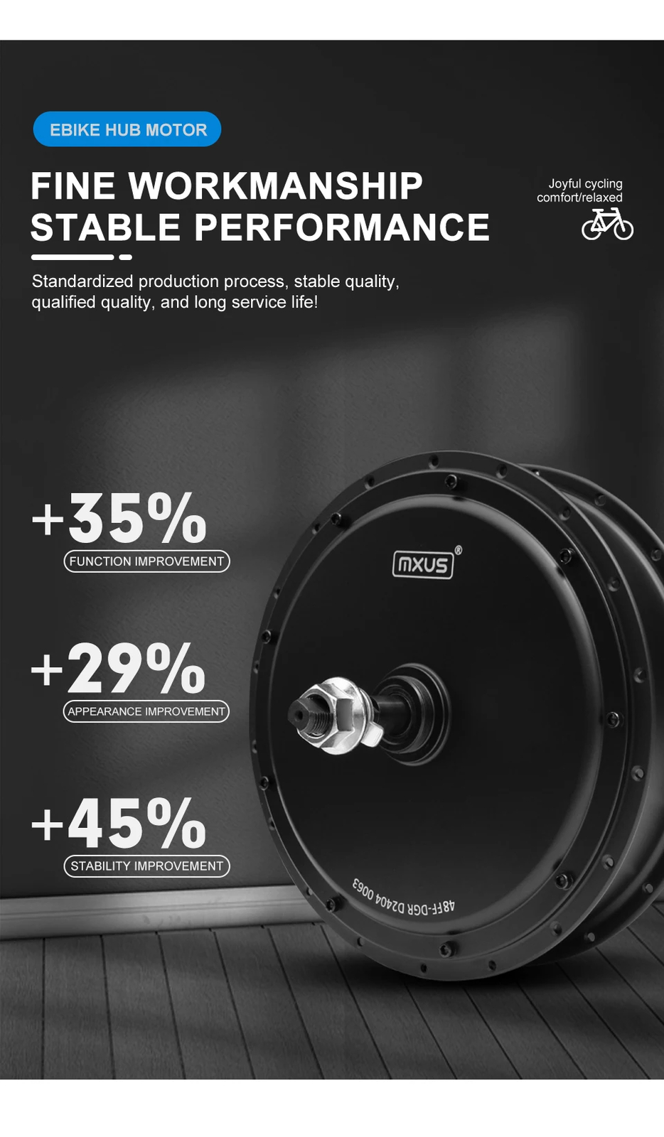 48V 2000W Mountain E-bicycle Brushless Non-gear Rear Hub Motor Dropout 135-142mm