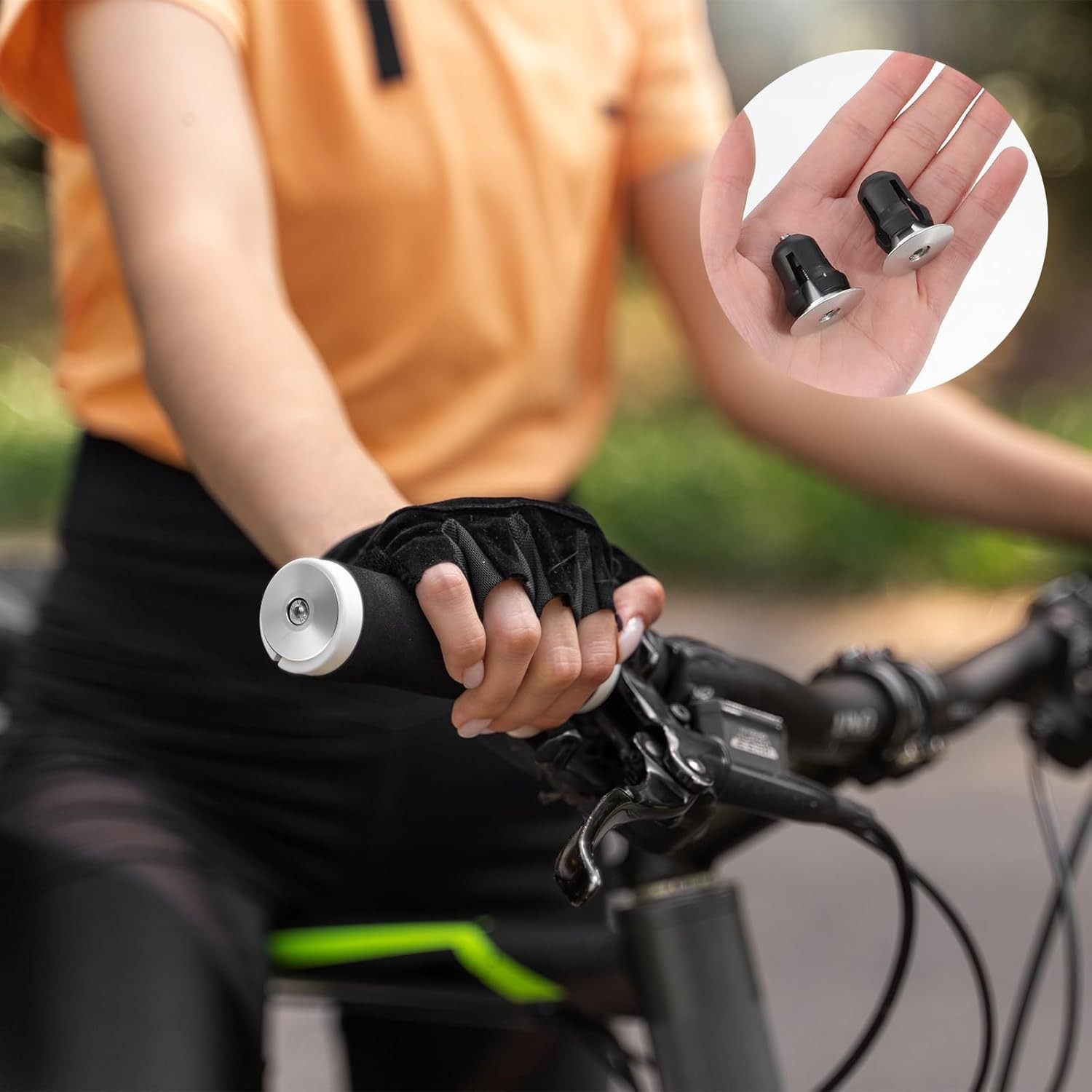 Handlebar End Caps Bar End Plugs Caps, Aluminum Adjustable Bike Bar Ends Silver