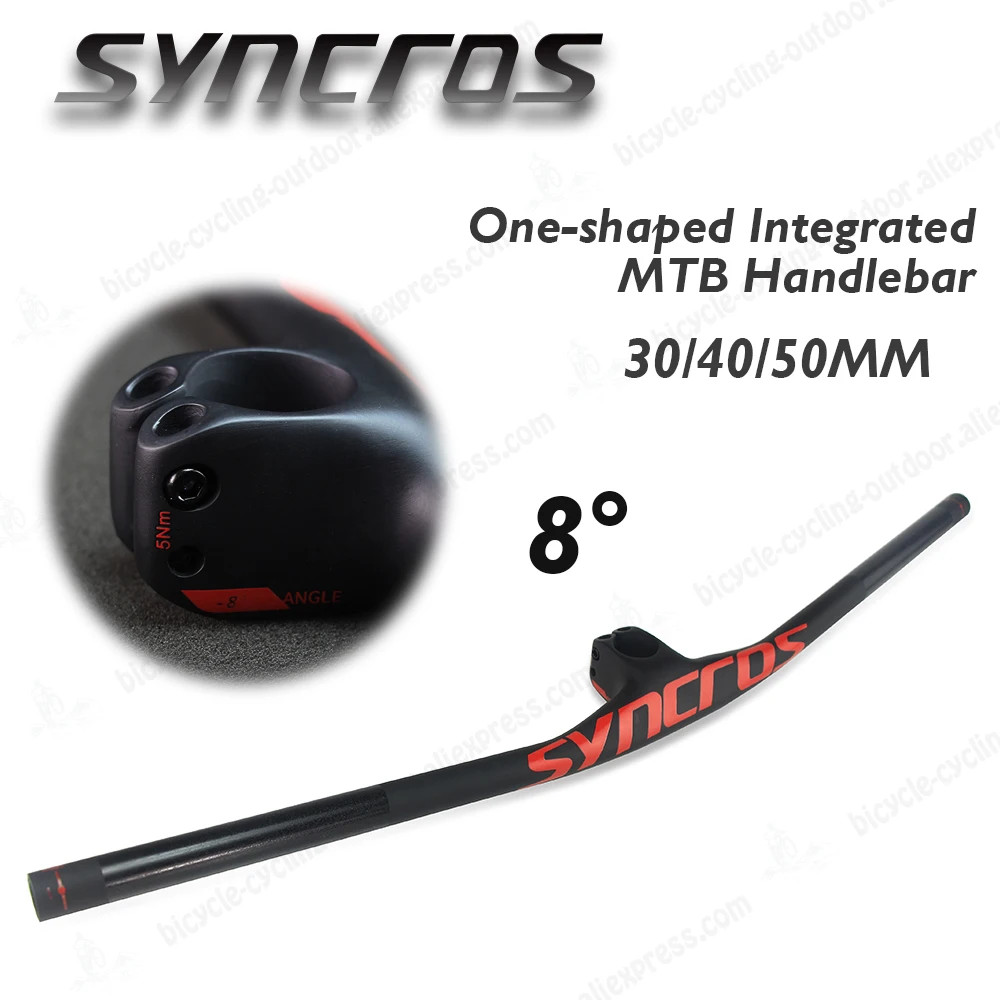 Carbon Mountain Bicycle Handlebar 8 Degree with Stem 30/40/50mm Accessories