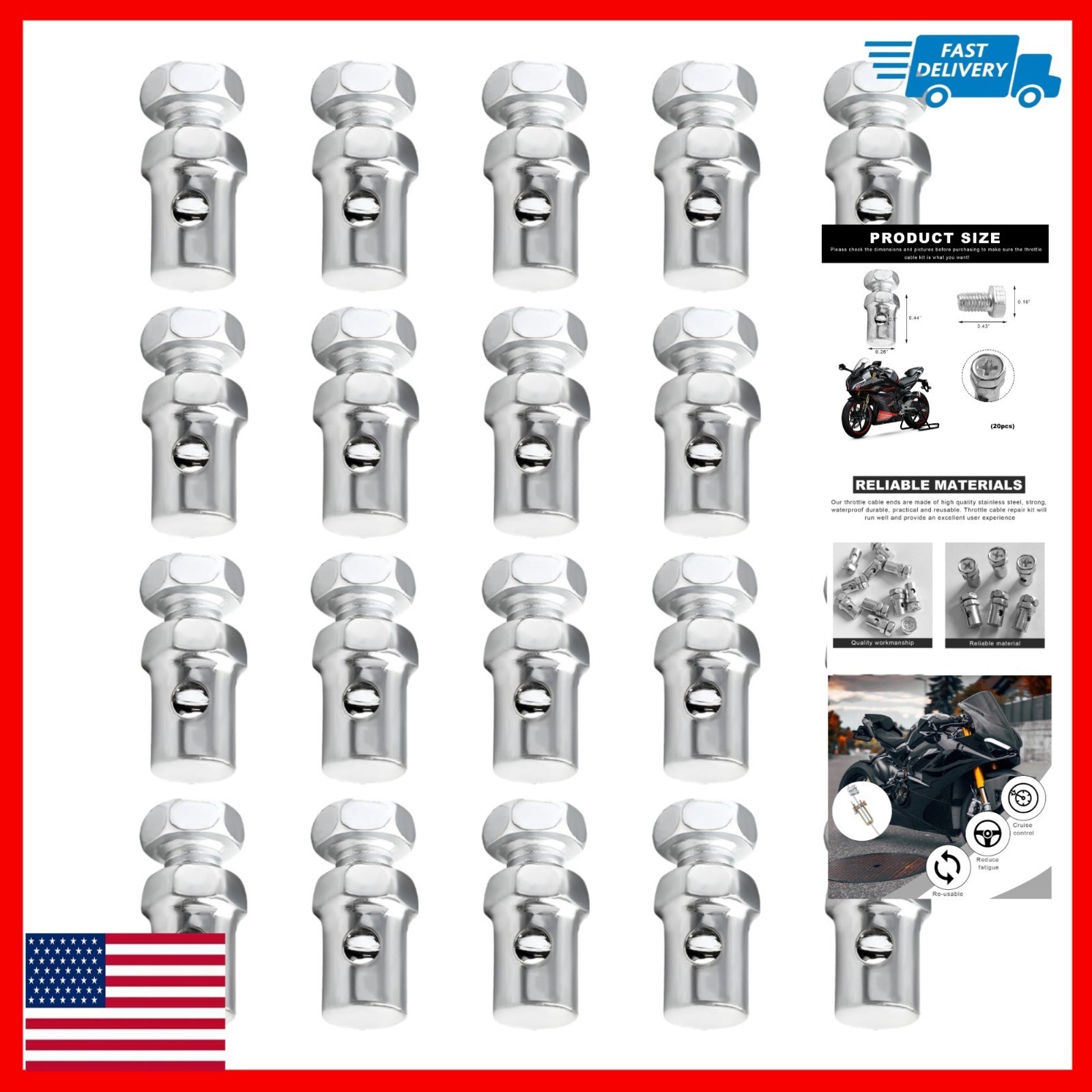 Wevdn 20 PCS Throttle Brake Cable Ends, Universal Repair Kit