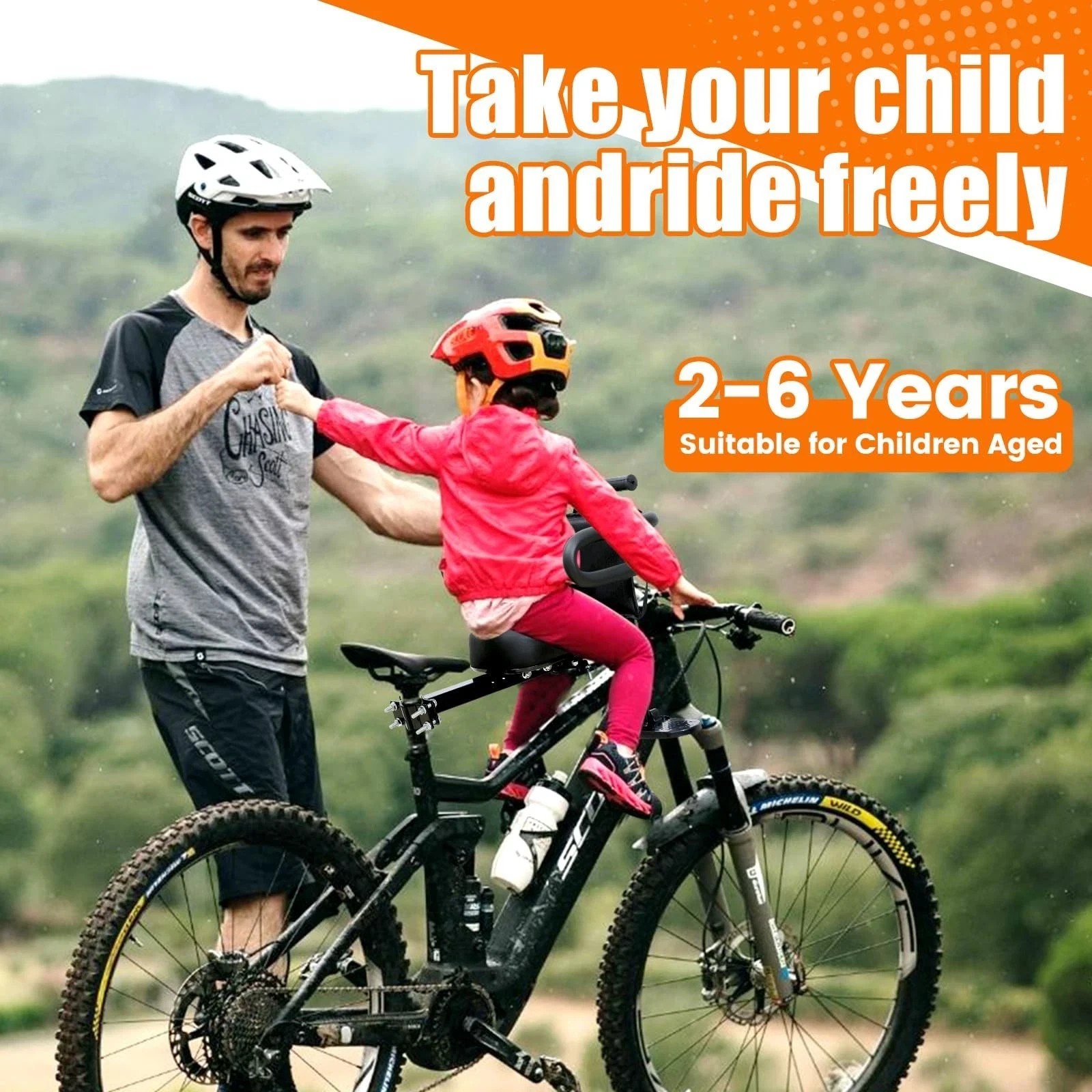 Kids Bike Seat Front Mounted and Handlebar Child Bike Seat Detachable Front M…