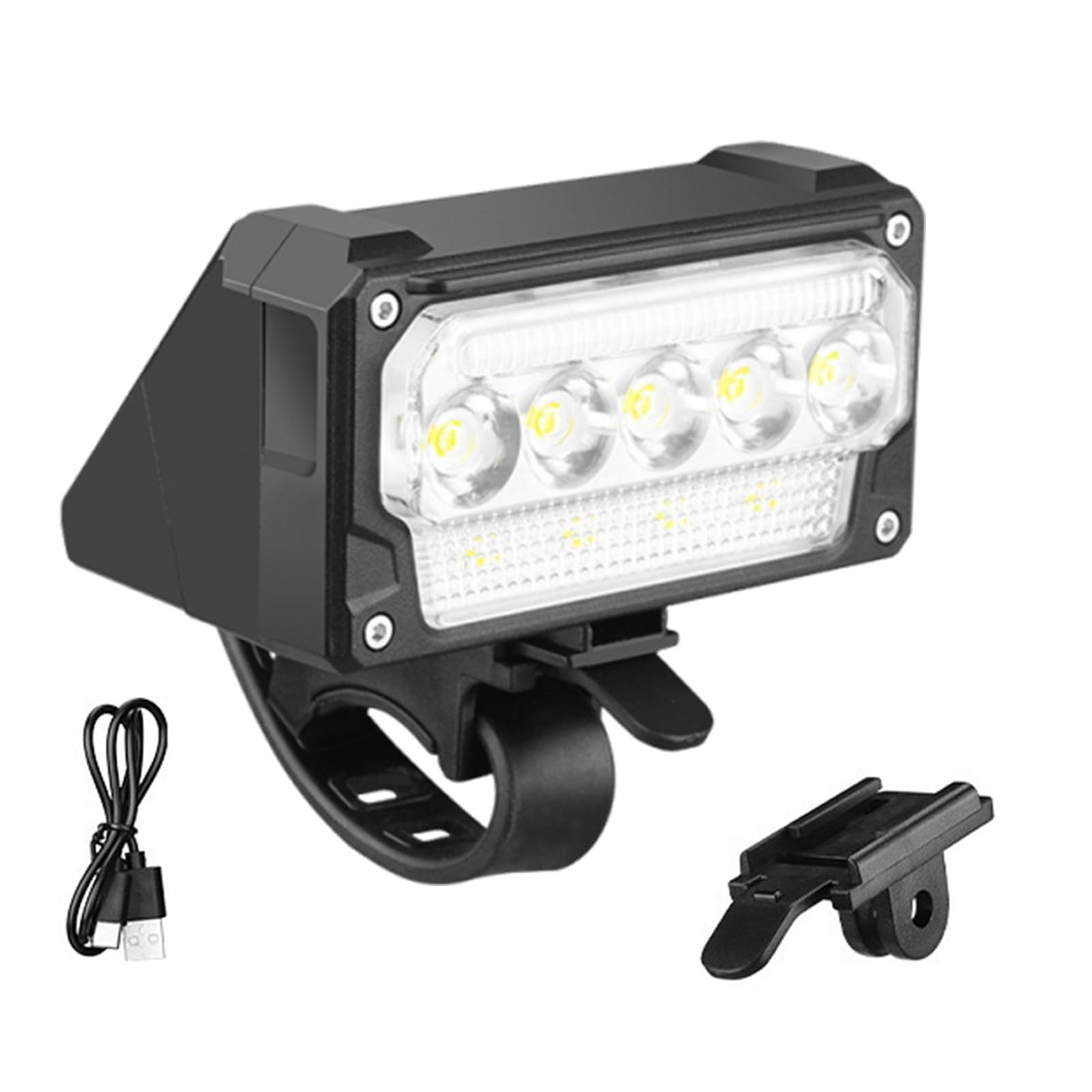 LED Bike Headlight Rechargeable Front Lamp with Adjustable Silicone Strap