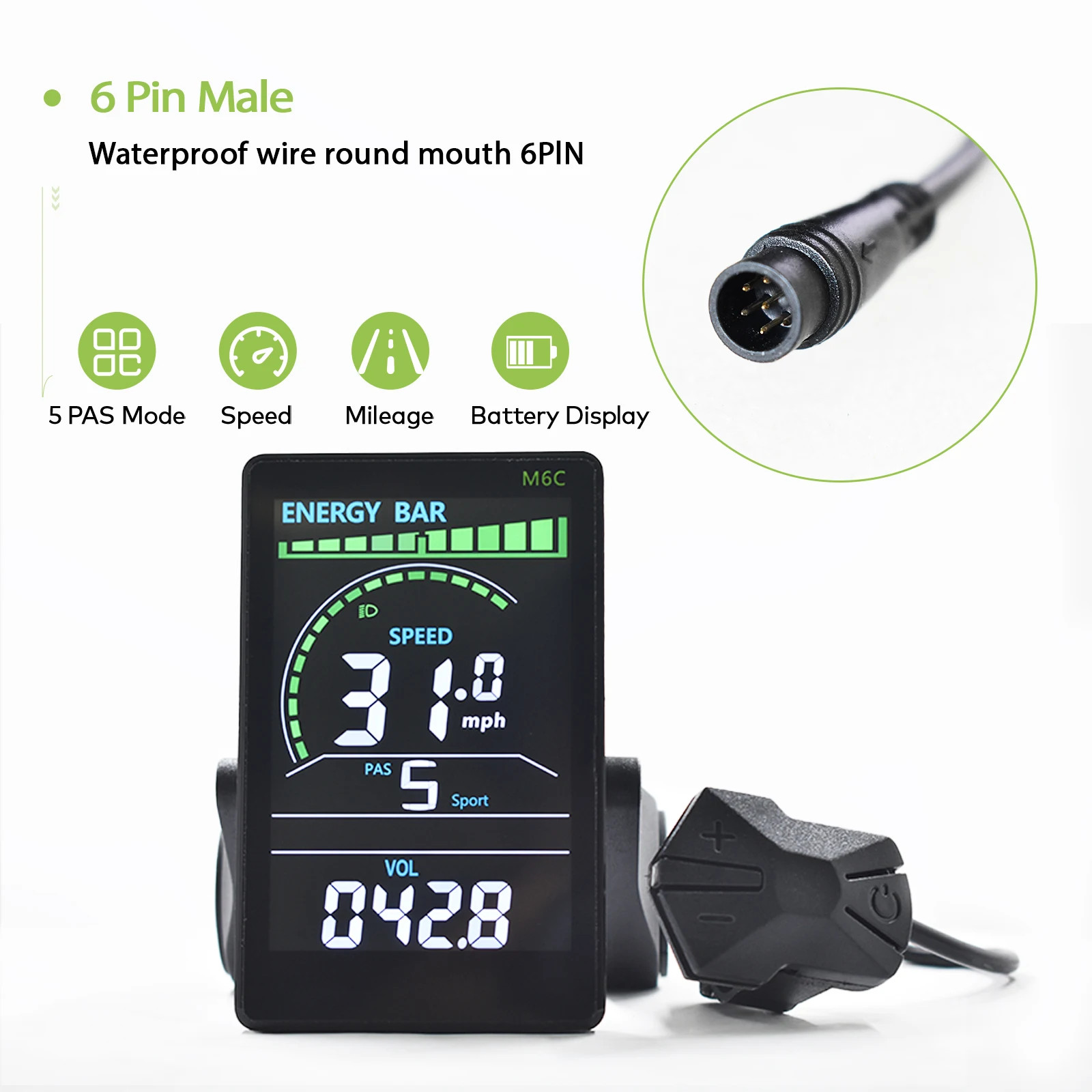 UART2 Electric Bike Computer Wired Speedometer Waterproof Bicycle Computer