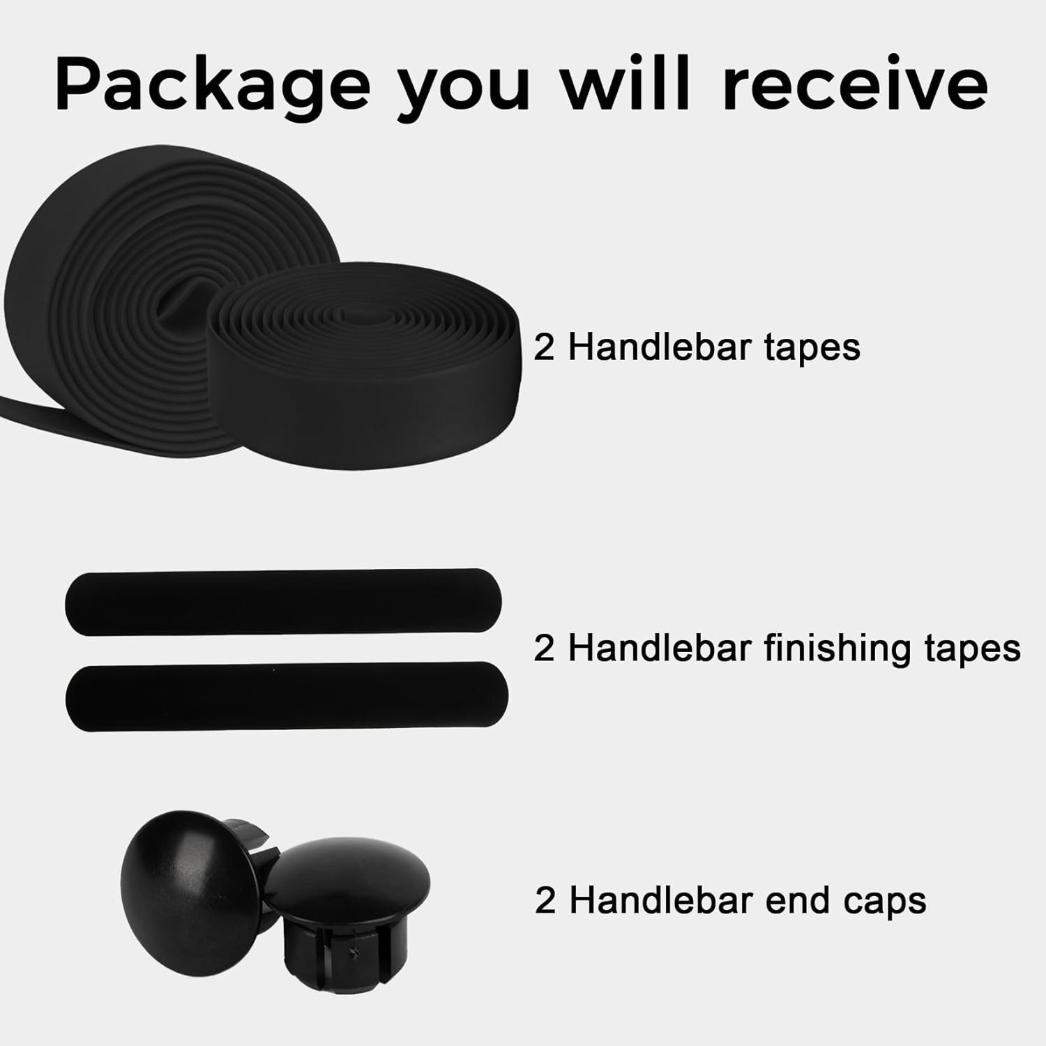 Bike Handlebar Tape – EVA Bike Grip Tape for Road Bike 2 Rolls Black