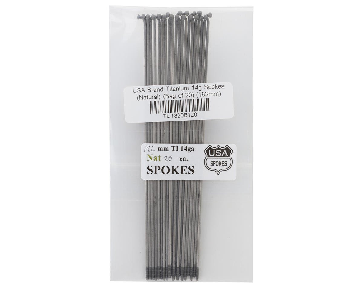 USA Brand Titanium 14g Spokes (Natural) (Bag of 20)