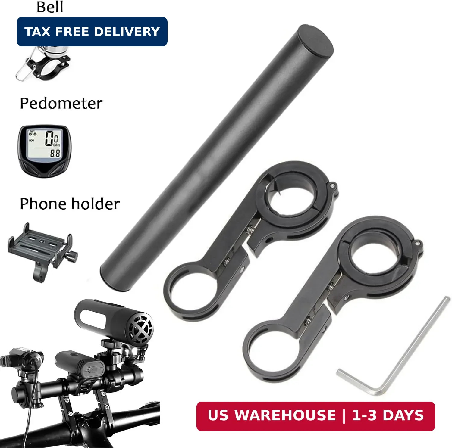 ZMD Bike Handlebar Extender,Bicycle Handlebar Extender,Multifunctional Aluminum