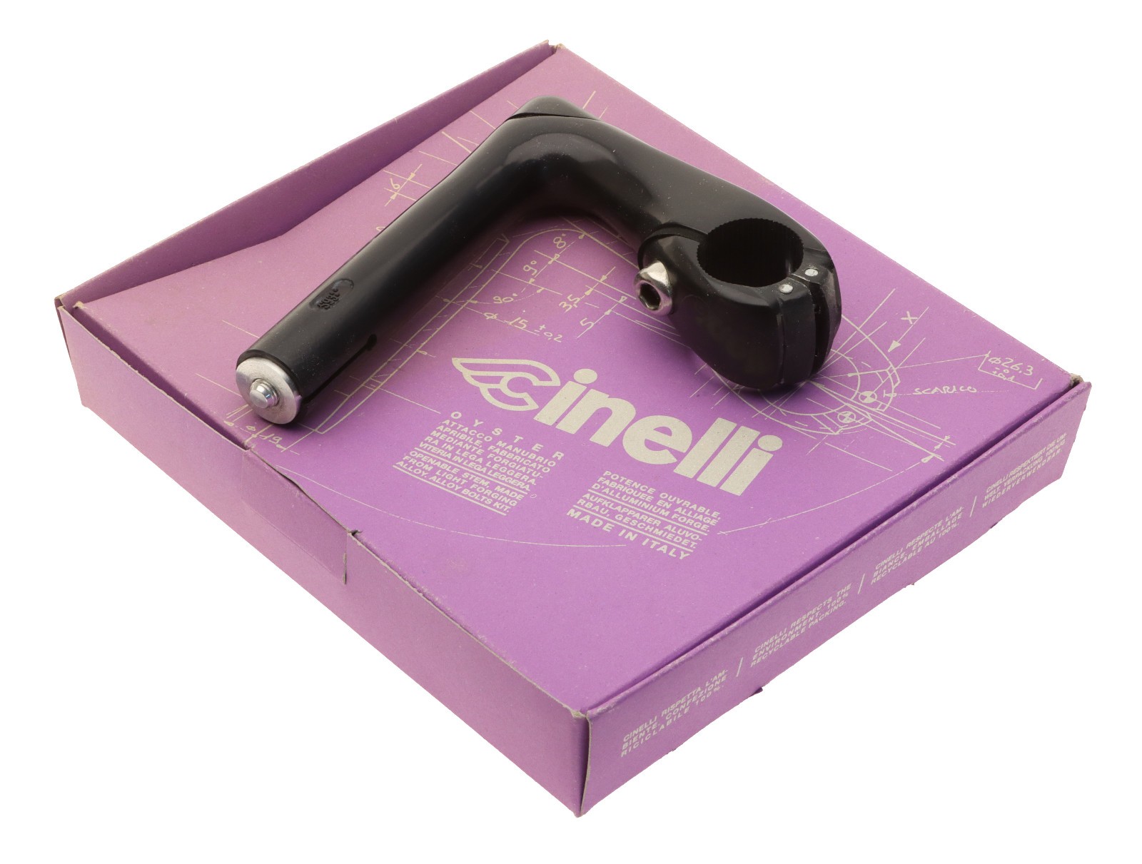 Cinelli 1″ Oyster 22.2mm Quill Stem 90mm 26.4mm Clamp Black -17° NEW NIB NOS