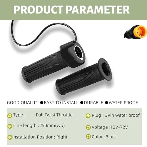 Full Twist Throttle for Ridstar Q20 E-Bike & E-Scooter, 22.2mm 3pin | 12V-72V