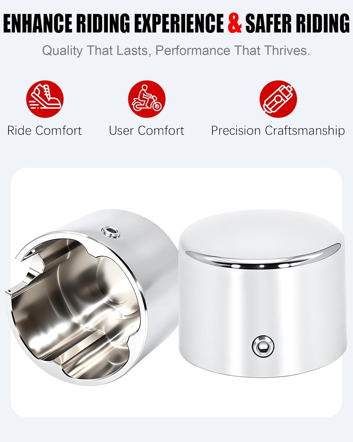 Pair Chrome Aluminum Rear Axle Nut Caps Cover for Harley Softail FLST FXST