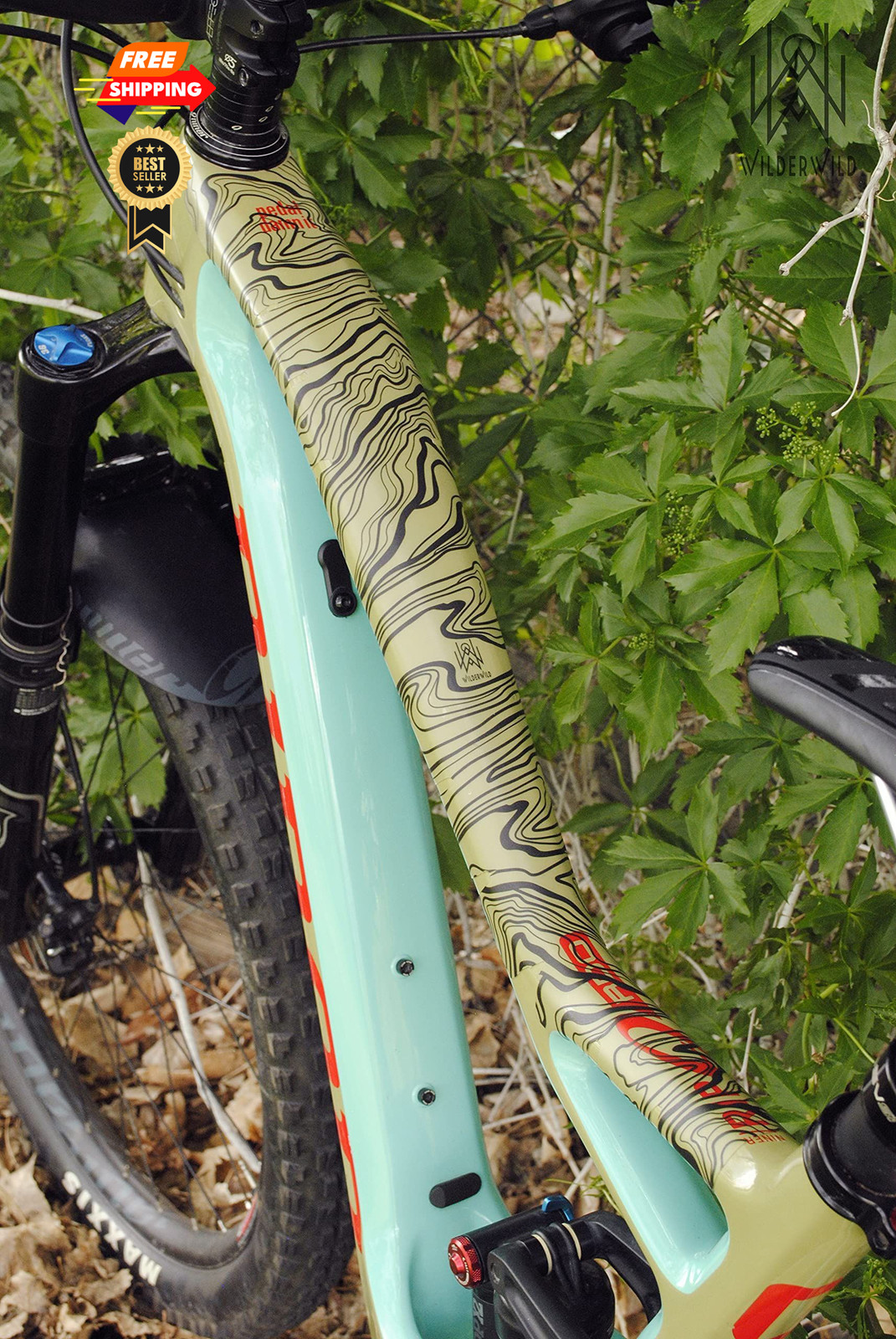 WilderWild Bike Frame Protection Tape- Universal, Topographic Marble Matte