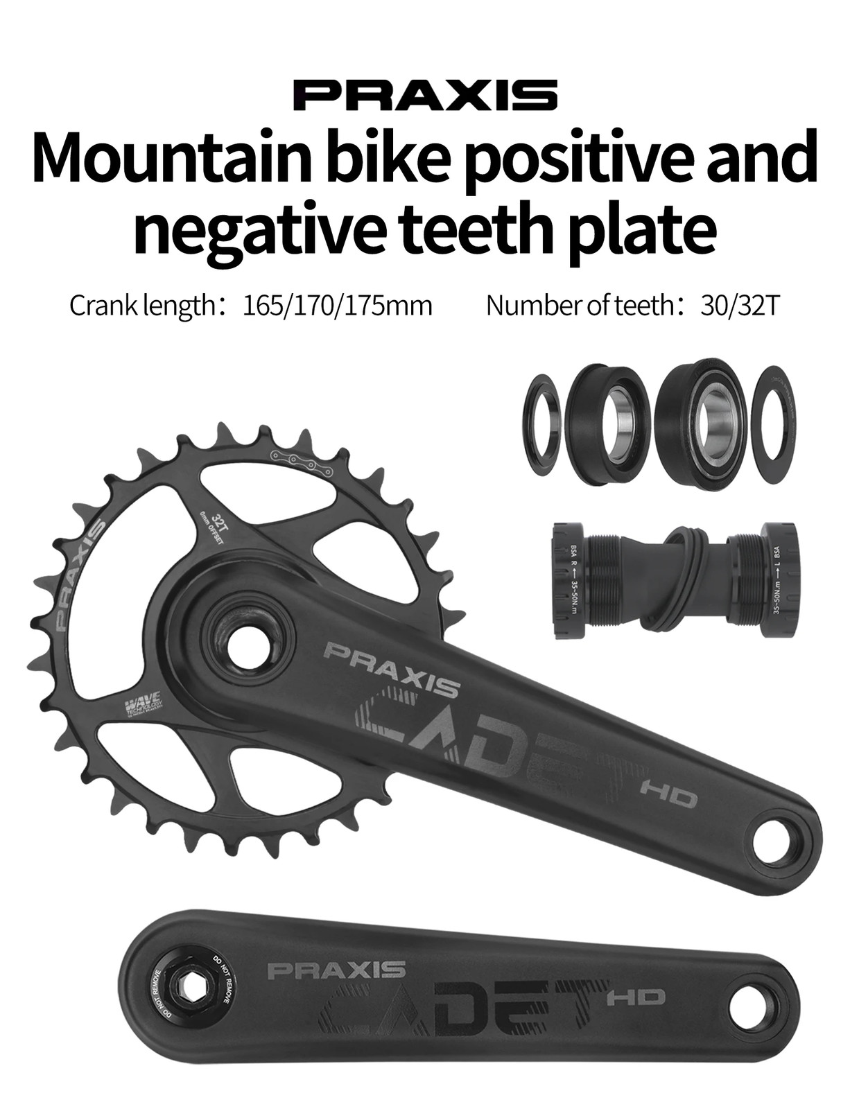 165/170/175mm 30T/32T Single Chainring Mountain Bike Hollow Integrated Crankset
