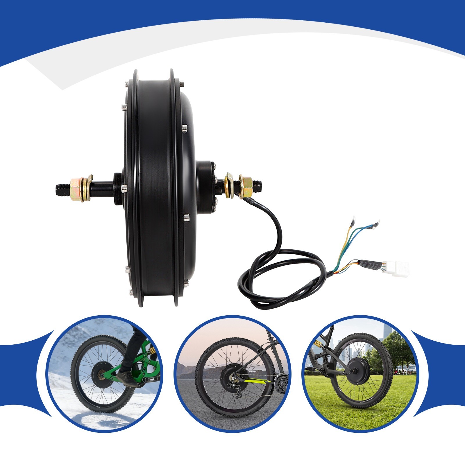 1500W E-Bike Conversion Kit 48V Fat Ebike Hub Motor Hub Rear Wheel Motor 55N.m~
