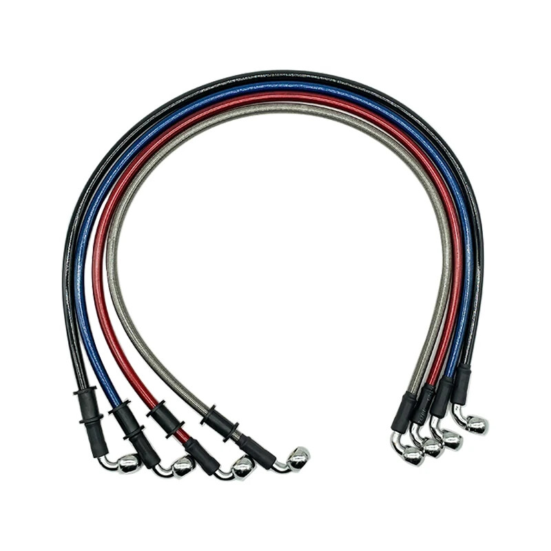 30-220cm 90° Motorcycle Hydraulic Oil Brake Hose Line Cable Pipe 10mm Banjo Red