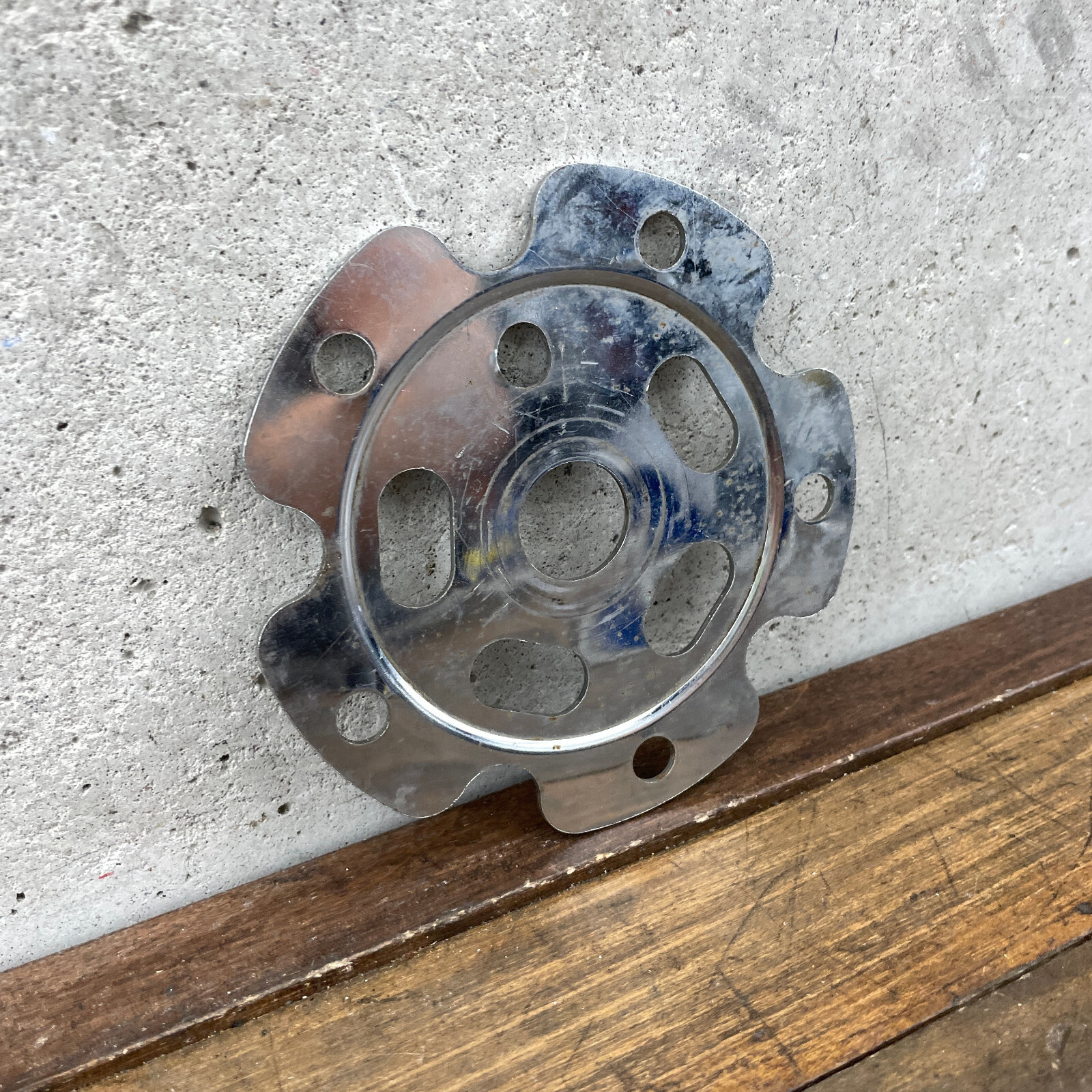 Old School BMX Power Plate Spider Chrome Disc 110 OG 80s Silver Freestyle