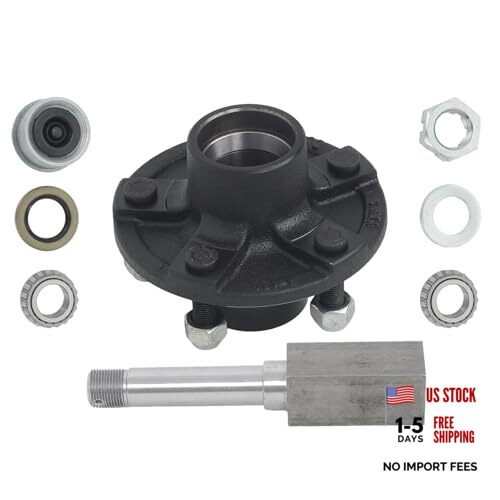 5 on 4.5 Inch Trailer Hub Kit and 1 Inch Square BT8 Spindle with Trailer