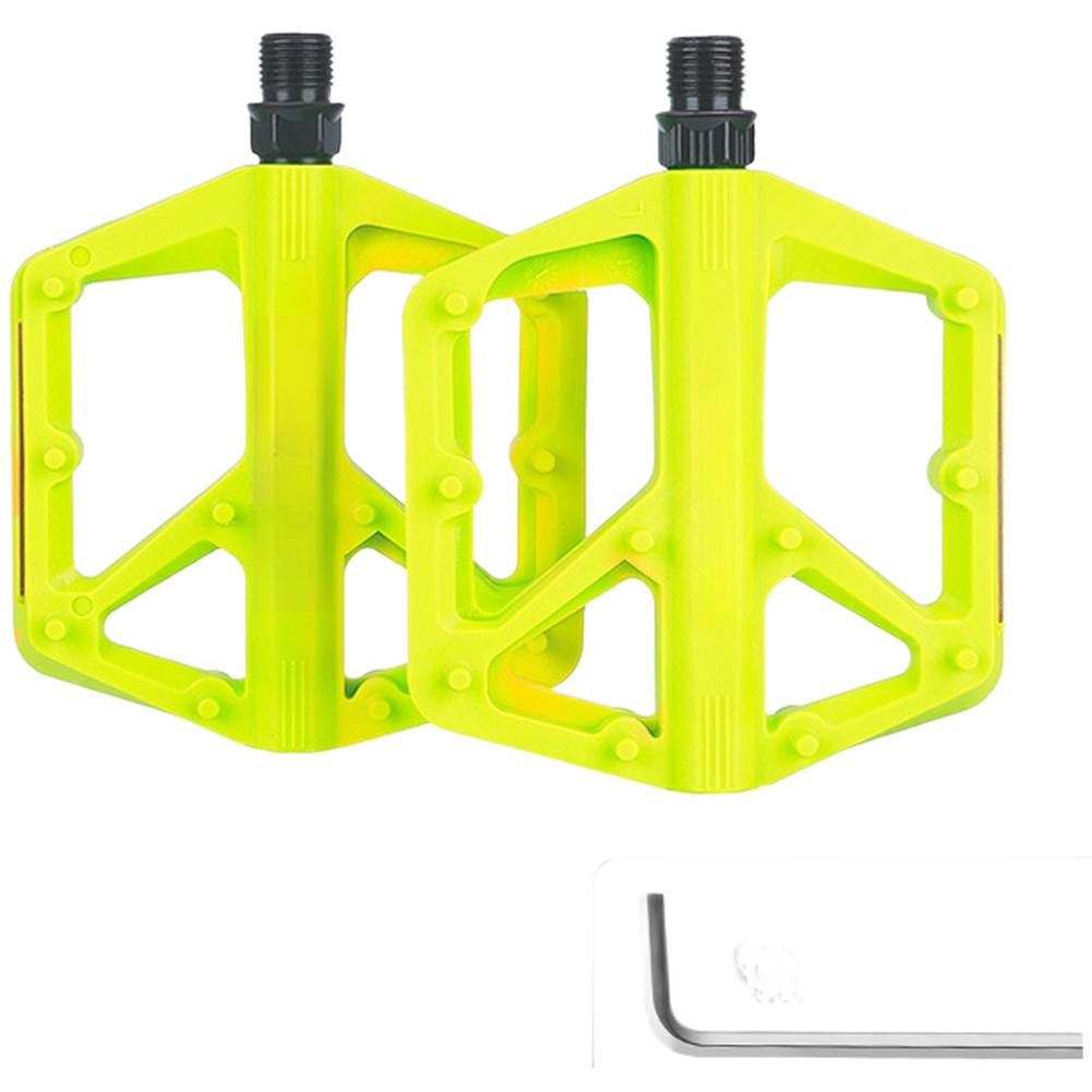 Black Nylon Glass Fiber Bike Pedals with Wide Plate and Dual DU Sealed Bearings