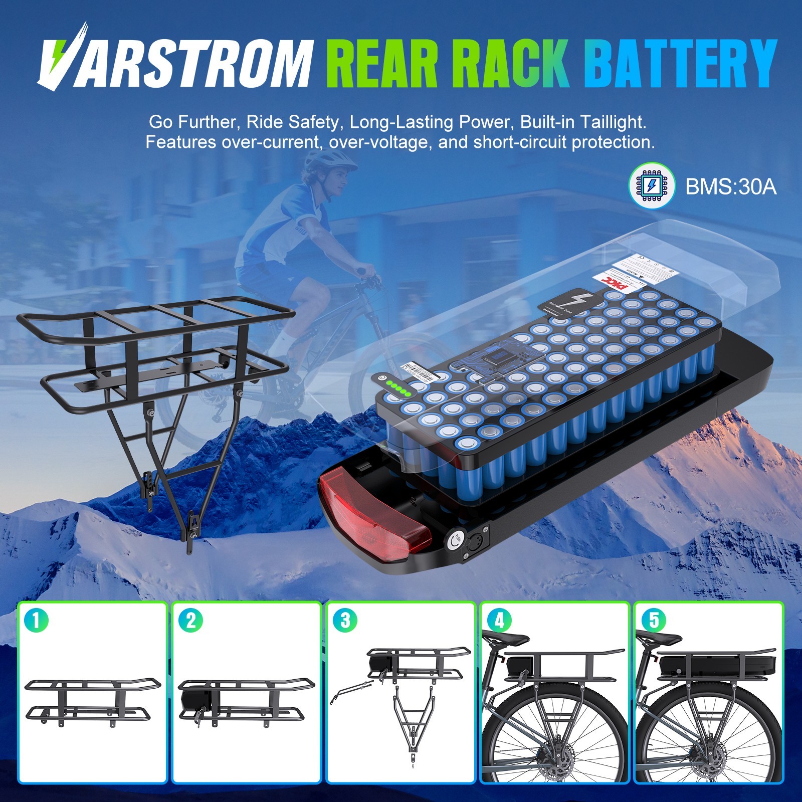 48V 52V 16Ah 18.2Ah 30Ah 20Ah 25Ah Ebike Battery 30A BMS Lithium Ion Battery US