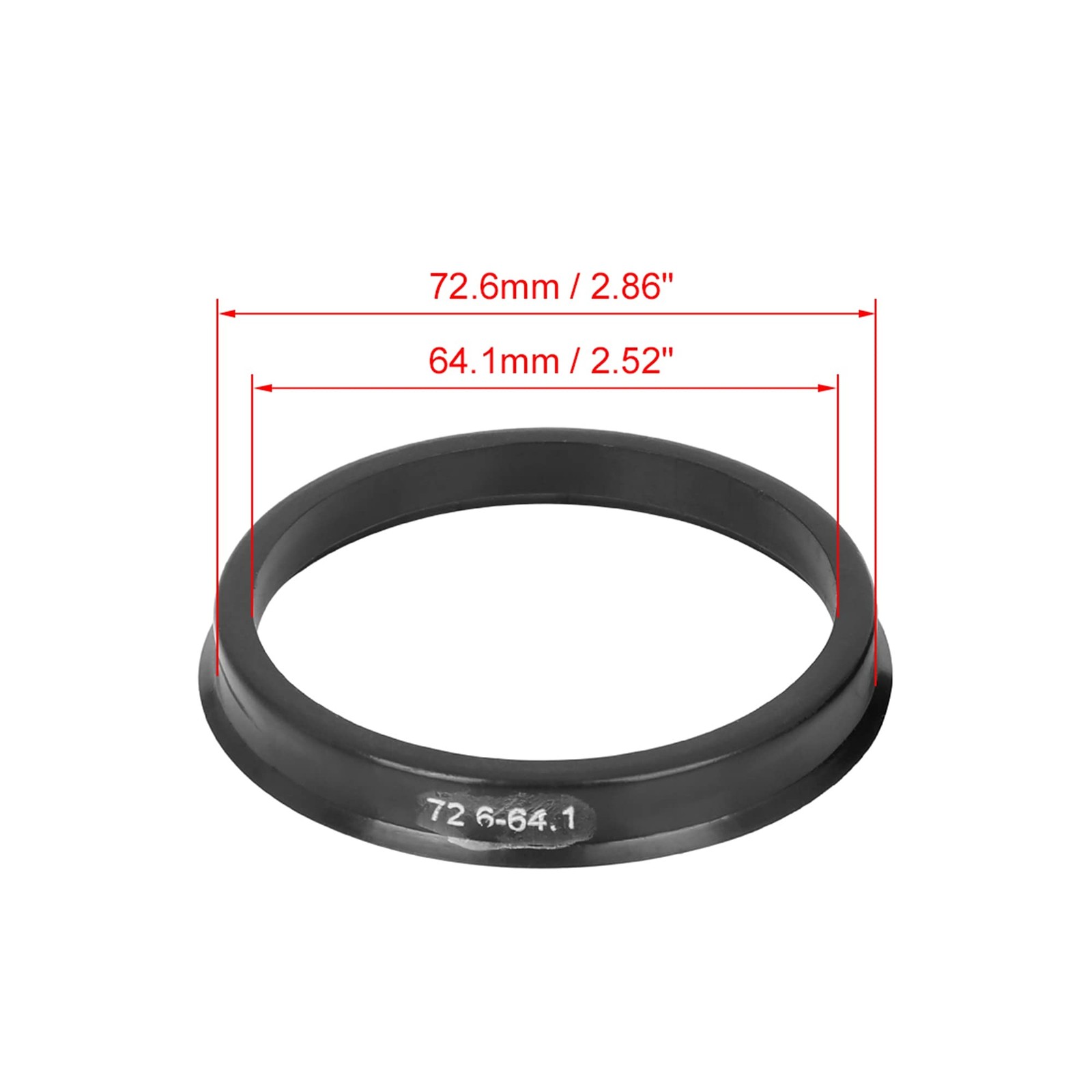 X AUTOHAUX Hub Rings 64.1mm Black 4pcs