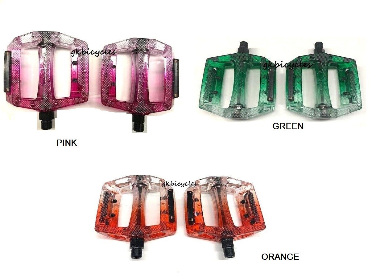 Clear Two Tone Gradient Wide Platform Bicycle Pedals 9/16″ MTB BMX FIXIES ROAD