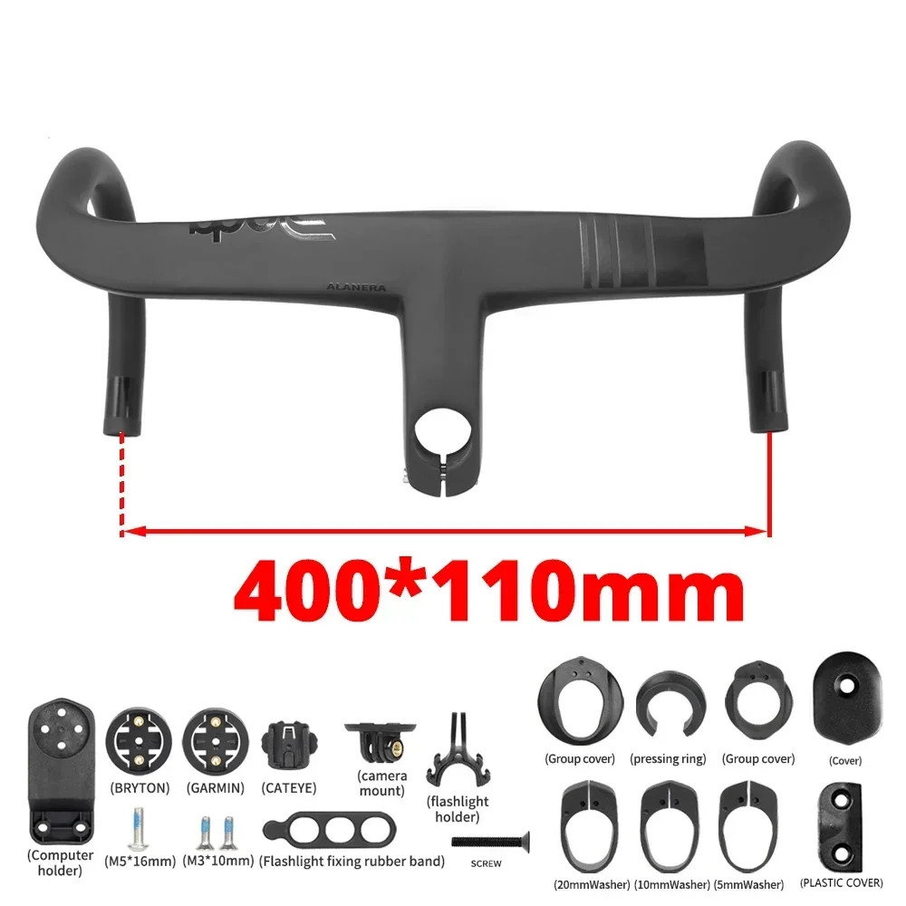 Carbon Road Bike Integrated Drop Bar with Computer Mount Internal Cable Routing
