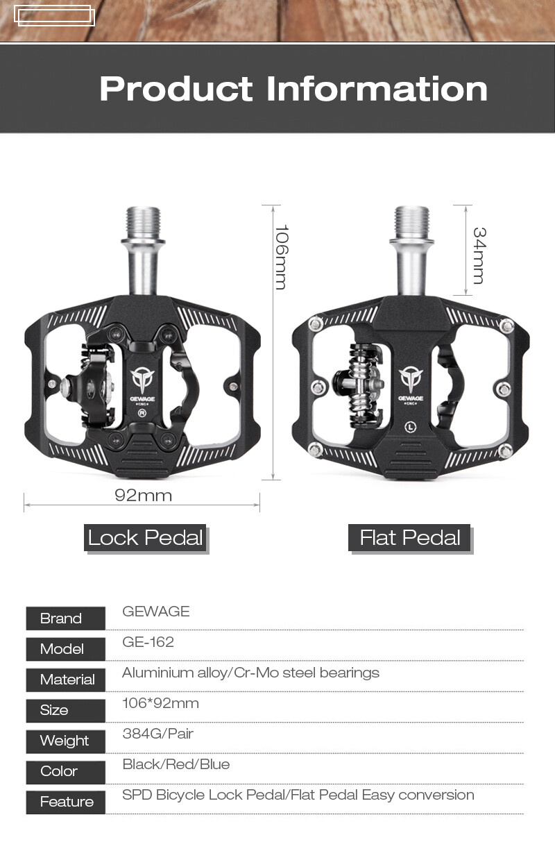 Bicycle Lock Pedal 2 In 1 With Free Cleat For SPD System MTB Road Sealed Bearing