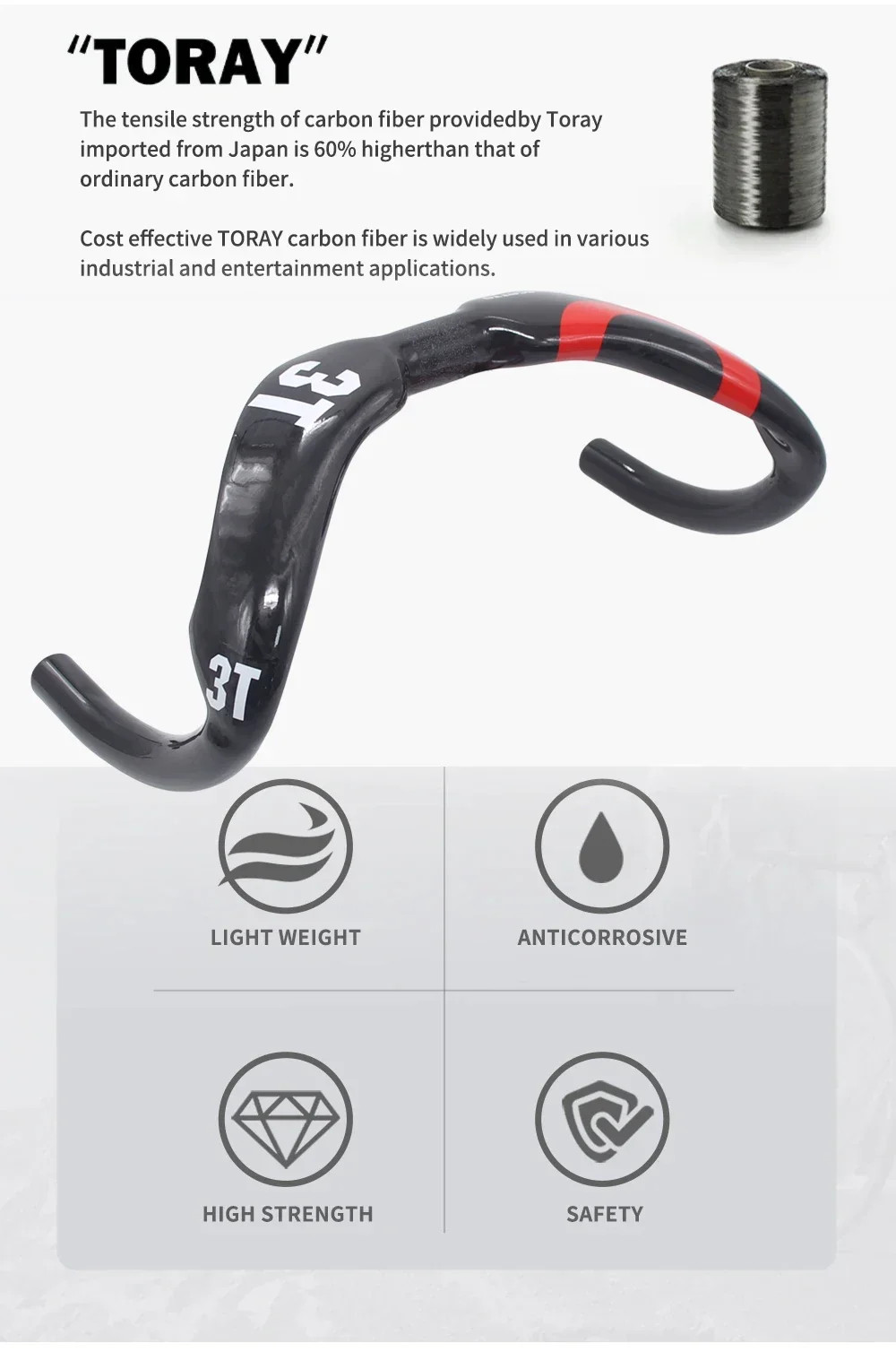 SCATTO LTD Road Bike Track Bar Carbon Cycling Handlebar 31.8mm Width